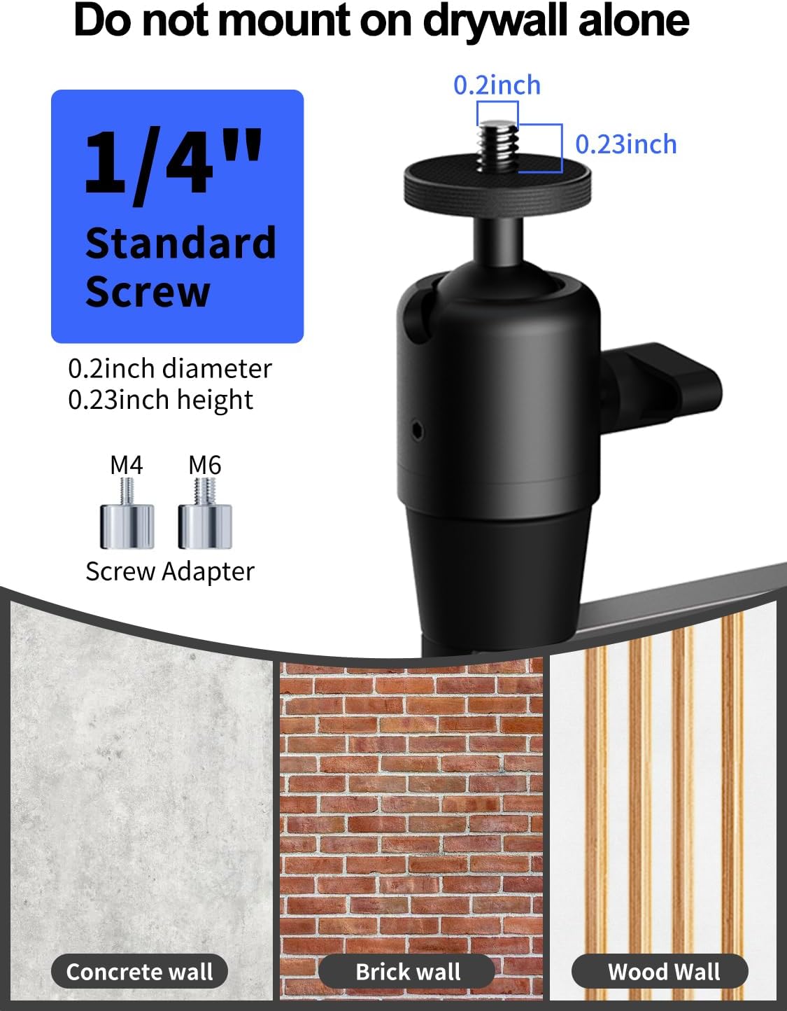suptek 1/4", M4 M6 MA1330YTPRO Universal Foldable Projector Wall Mount - Adjustable Bracket for Projectors, Compatible