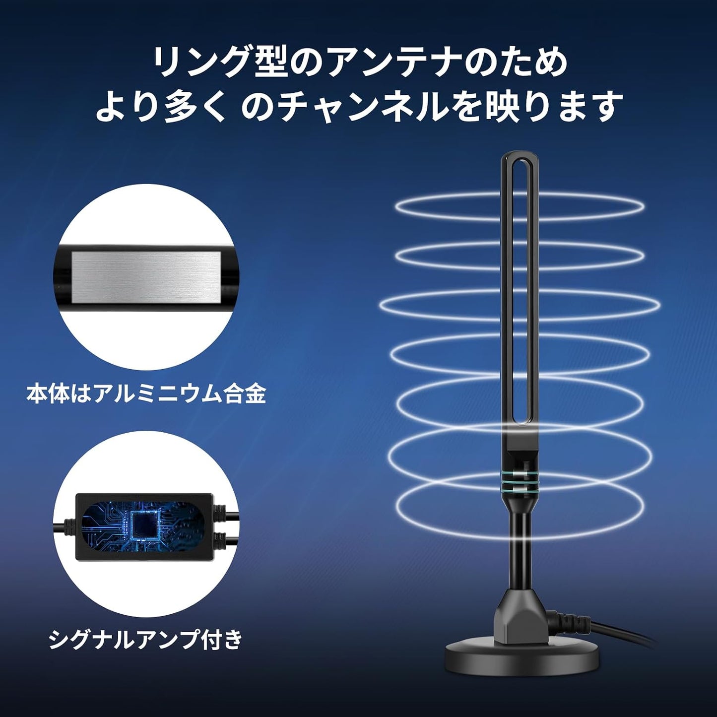 Misswowo Indoor & Outdoor TV Antenna for Smart TV, Latest Ring-Shaped Design Receive More Local Channels, Full Aluminum