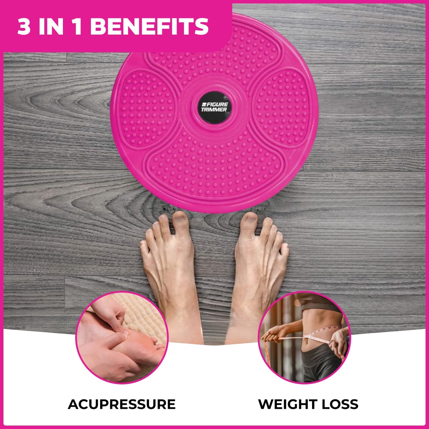 Figure Trimmer XL Core Ab Twister Board for Exercise 14 inch Large Waist Twisting Twist Disc for Slimming and Strengthening Abdominal & Stomach Exercise Equipment, Pink