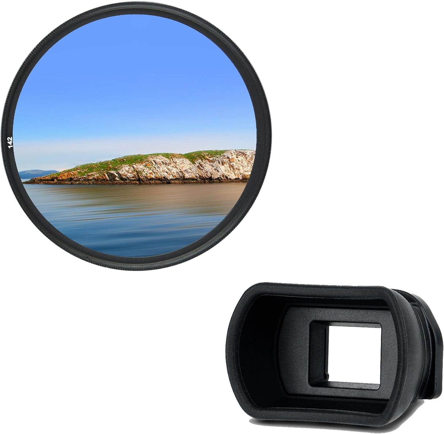 JJC 58mm T7 T6 T8i T7i T6i SL3 SL2 90D 80D 77D 4000D 18-55mm Multi-Coated UV Filter + Long Soft Viewfinder Eyecup