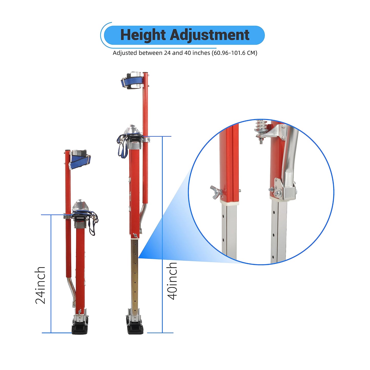 GESEXI Drywall Stilts 24-40 inch Adjustable Professional Aluminum Tool Stilt for Painting Painter Taping, Red