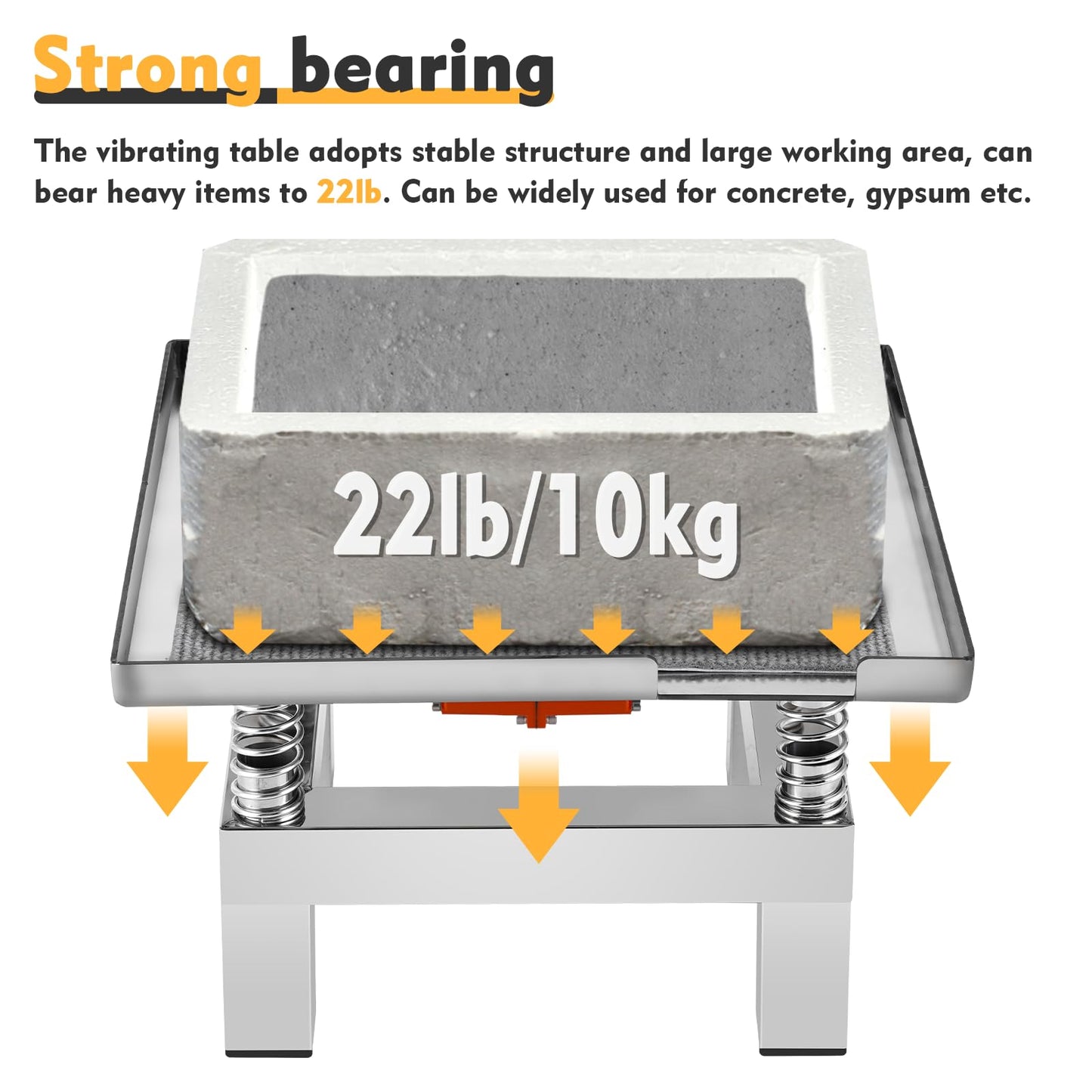 Epidioxi Concrete Vibration Table Vibrating Test Bench Model Plaster Oscillator Stainless Steel Vibrating Table for Concrete, Molds, Resin 110V (13.8x13.8 inches)