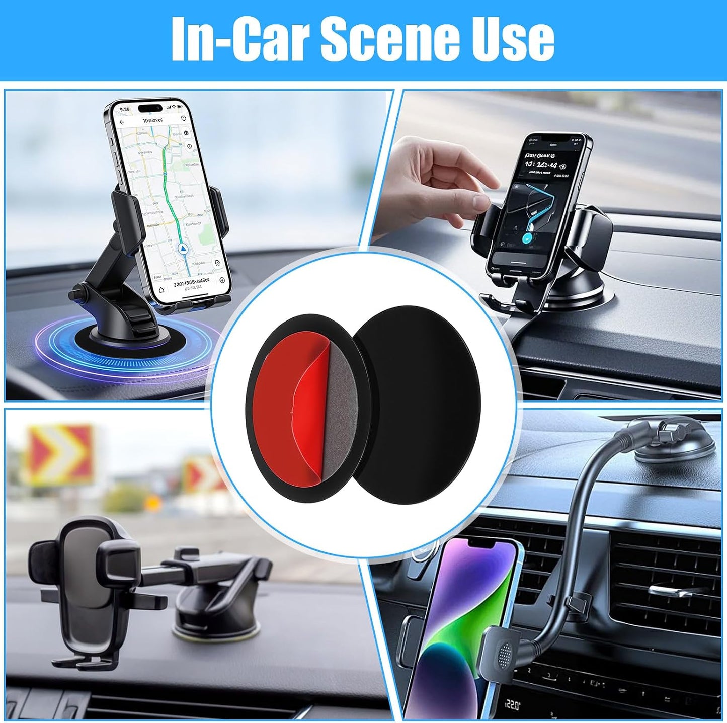 Apojgitn 3PCS 2.75 Car Dashboard Pad, Strong Adhesive Picky Pad for Phone, Sticky Suction Phone Mount for Car