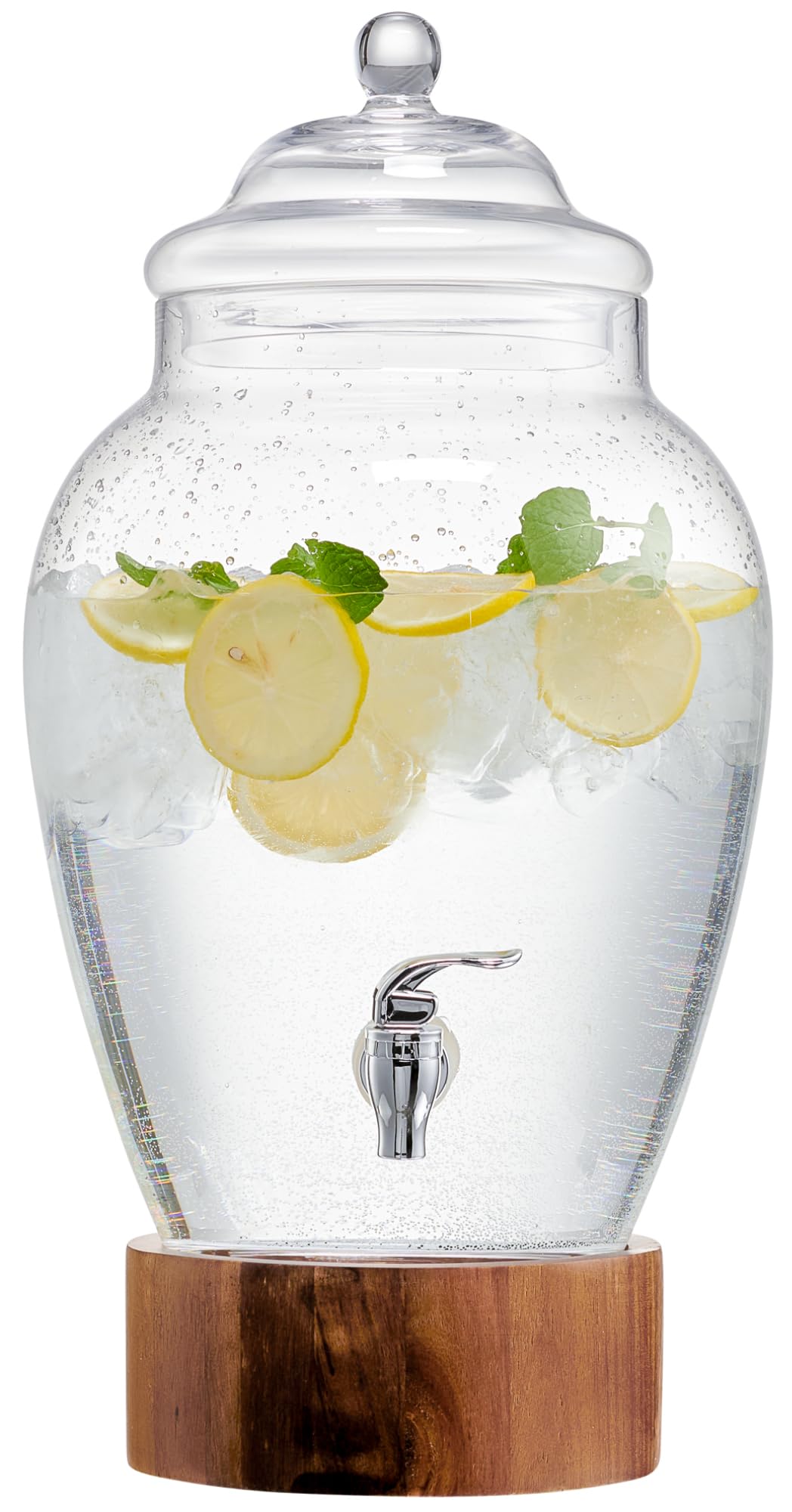 American Atelier Madera Beverage Dispenser Cold Drink Dispenser w/ 3-Gallon Capacity Glass Jug, Leak-Proof Acrylic Spigot in Gorgeous Gift Box Great for Parties, Weddings & More