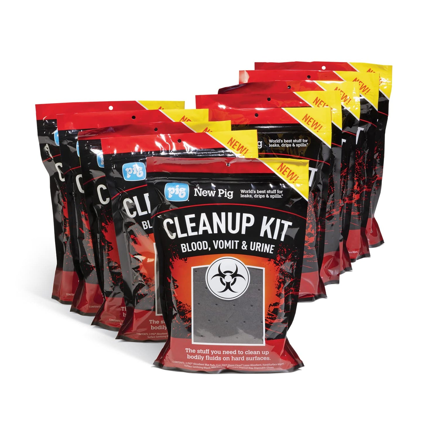 PIG Bodily Fluid Cleanup Kit | 10-Count | Blood, Urine, and Vomit Cleanup Kit | PMB30101