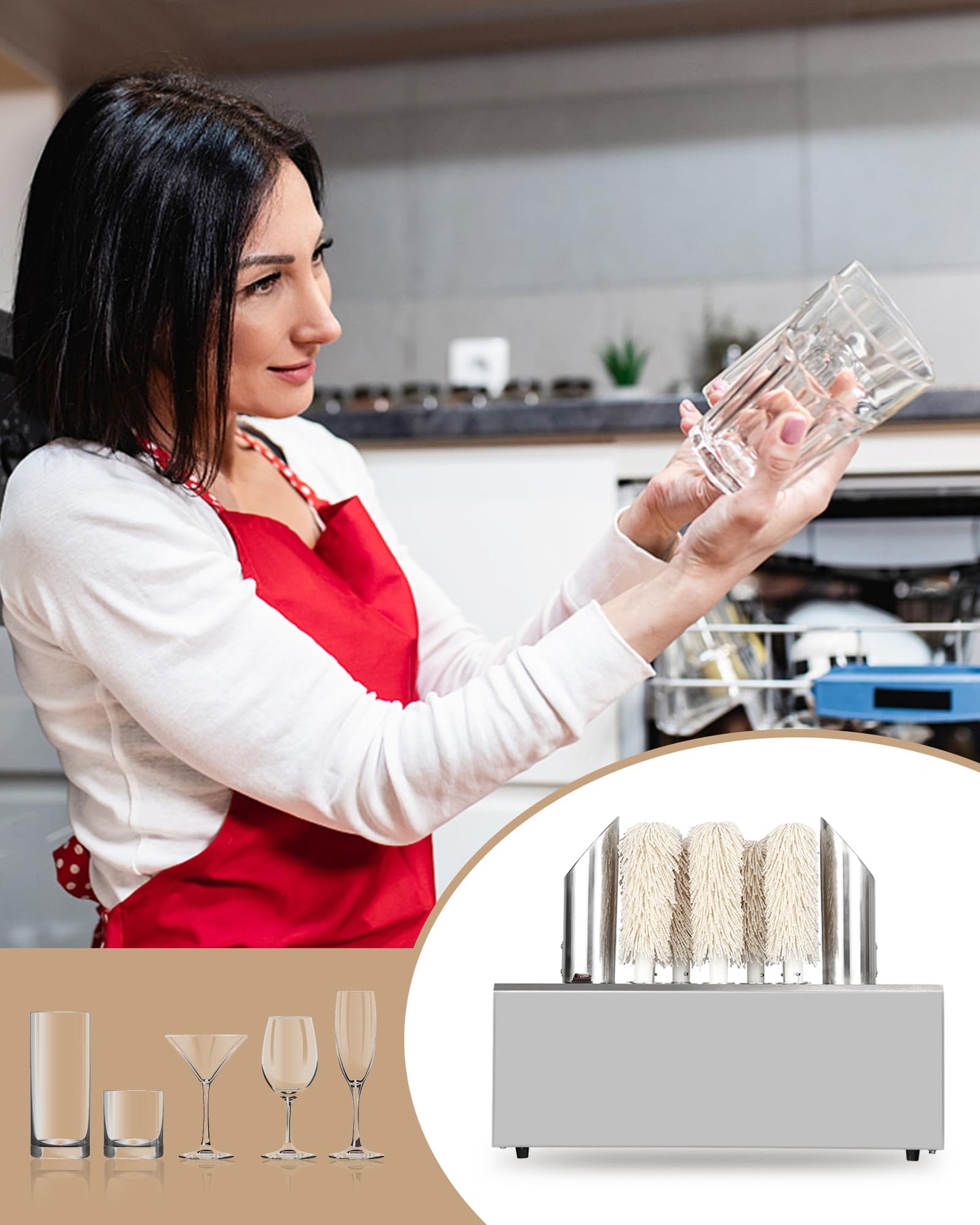GarveeTech Electric Wine Glass Polisher with 8 Pure Cotton Brushes