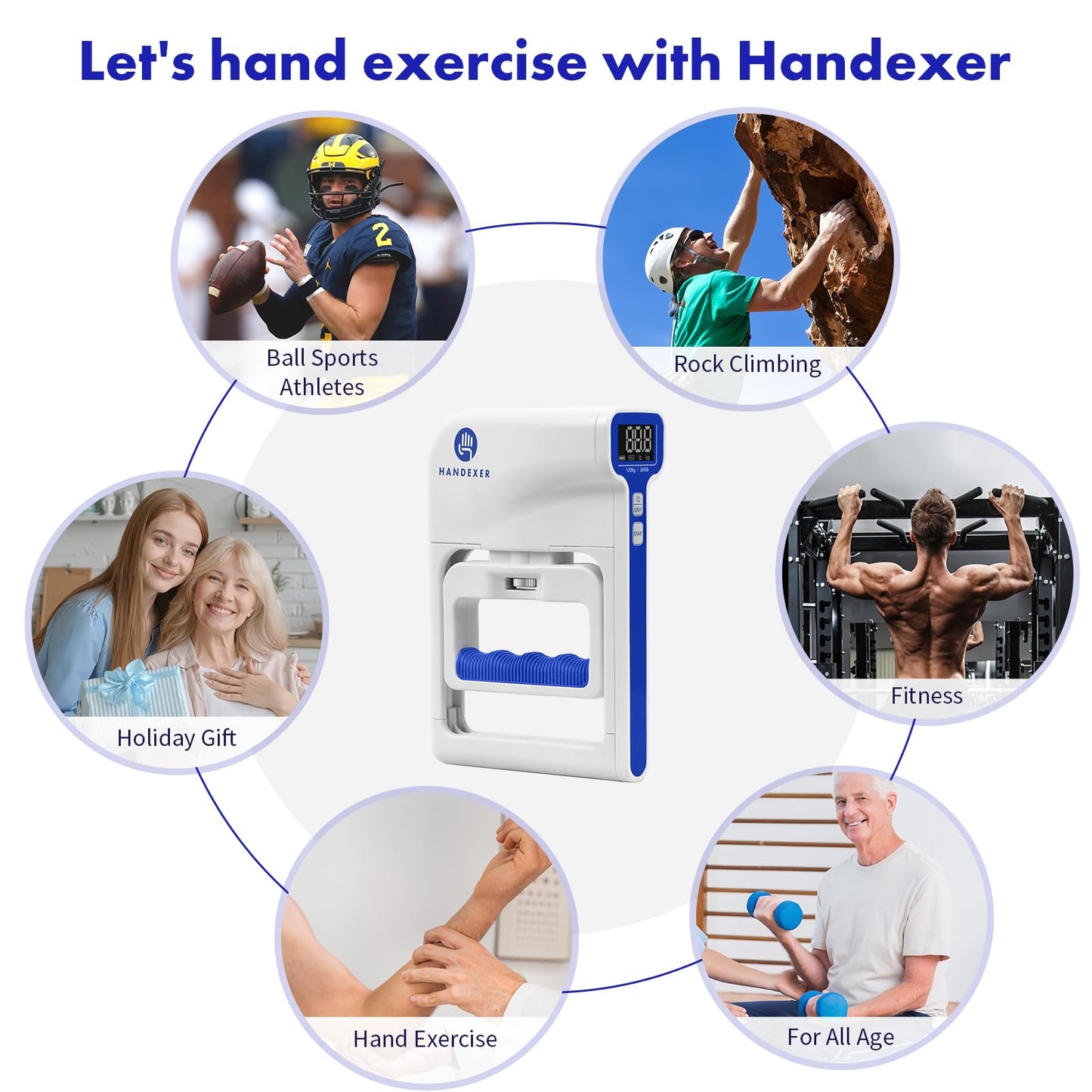 Handexer Grip Strength Tester 265lb/120kg, Digital Hand Dynamometer FDA Registered with Backlit LCD for Grip Strength Testing and Training