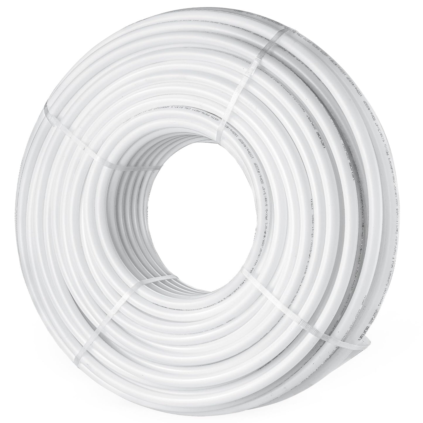 VEVOR PEX Pipe 3/4 Inch, 500 Feet Non-Oxygen Barrier PEX-B Flexible Pipe Tubing for Potable Water, for Hot/Cold Water & Easily Restore, Plumbing Applications with Free Cutter & Clamps,White