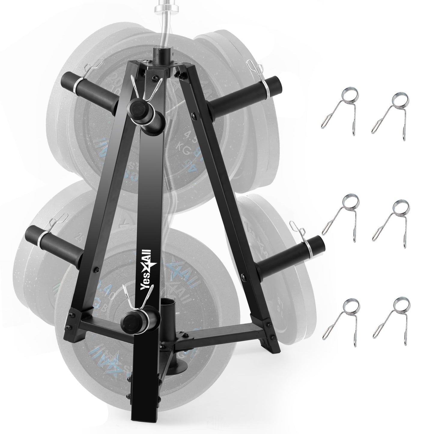 Yes4All Weight Rack, 1 & 2-Inch Plate Bumper Plate Rack, 350 lbs Capacity Barbell Weight Rack for Home Gym Training