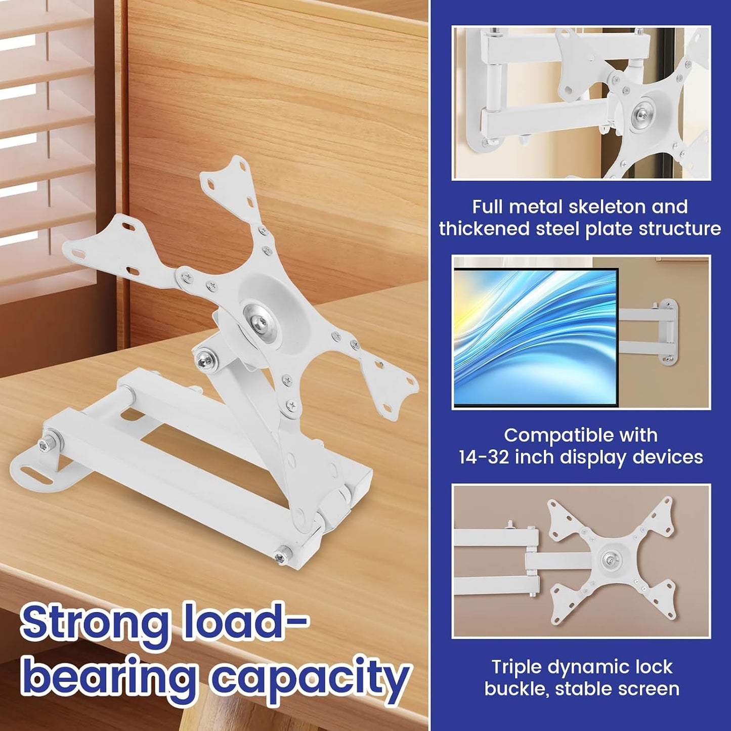 LZVXTYM 14-32 Inch TV Wall Bracket, Full Motion Tilt Rotation Adjustable Wall Mounting TV Stand Extension, Swivel Heavy