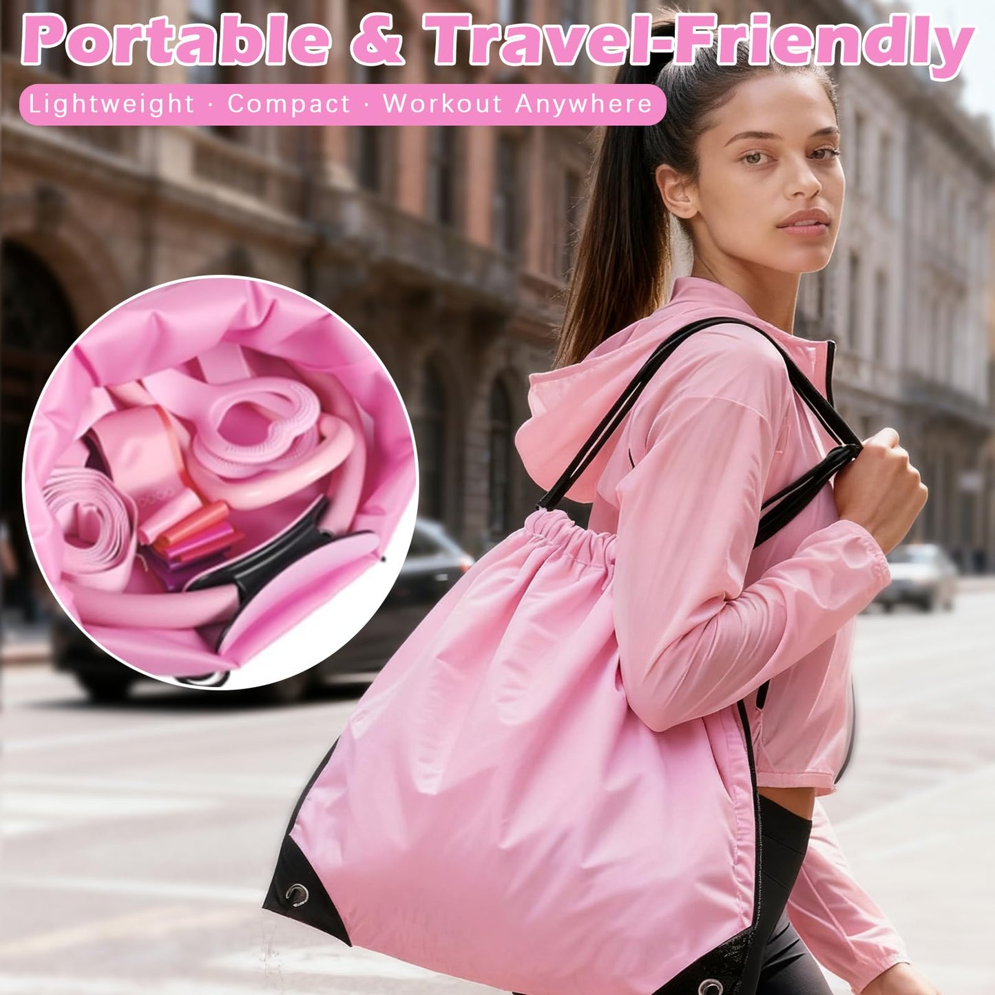 VIOXIA Pilates Kit for Home Workouts – Pilates Equipment Set with Ring, Ball, Resistance Bands, Pilates Accessories, Pilates Essentials Kit for Women, Pilates Sets for Home Exercise（Pink）
