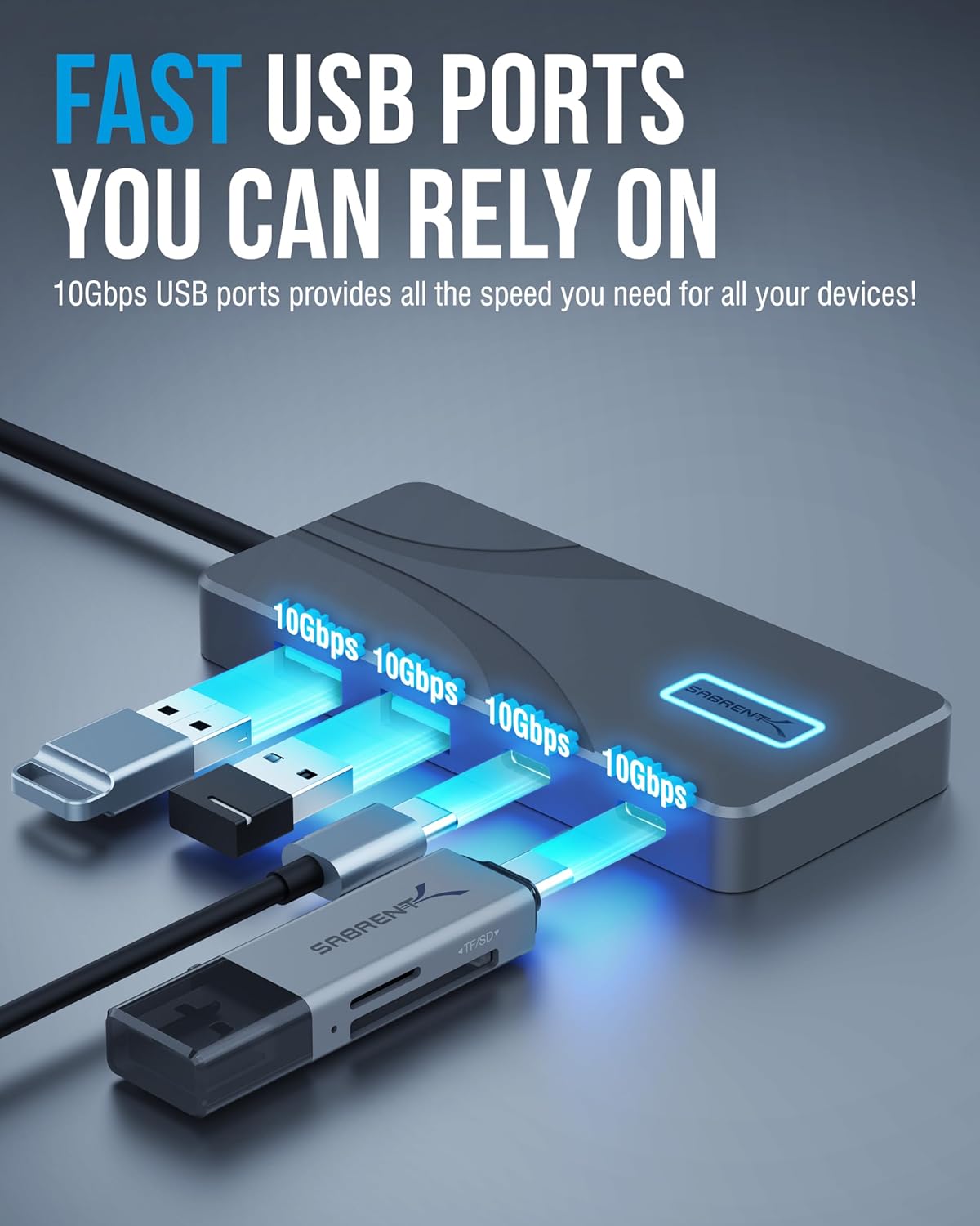 SABRENT 5-in-1 10Gbps 4K 100W 80W (HB-TG5P) USB C Hub Docking Station, USB-A & USB-C Ports, HDMI Output, PD Input