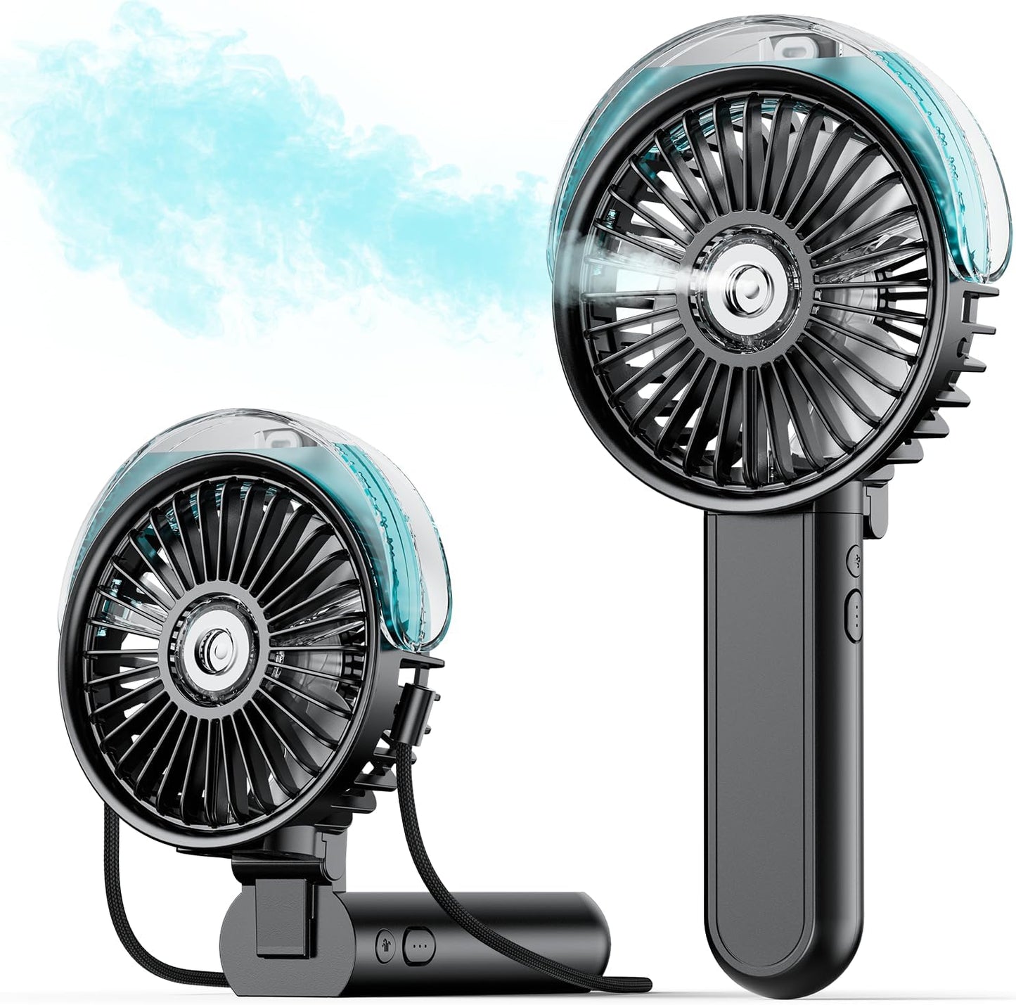 Sweetfull Portable Misting Fan - 180° Foldable Handheld Fan with Mist Spray, USB Rechargeable, 3 Speeds