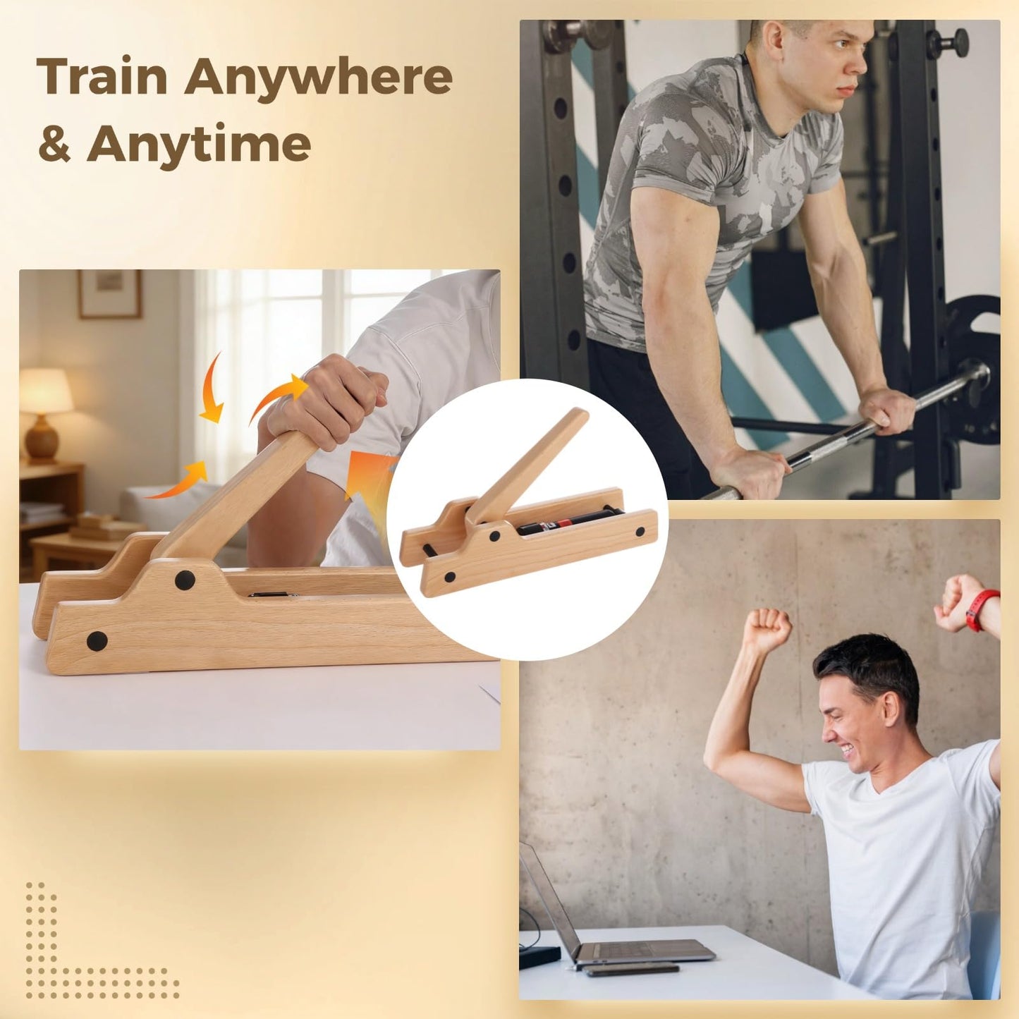 Arm Wrestling Training Equipment, Wooden 12-Level Adjustable Resistance Hydraulic Simulation, Forearm Strengthener, Grip Strength Trainer for Home Gym, Office