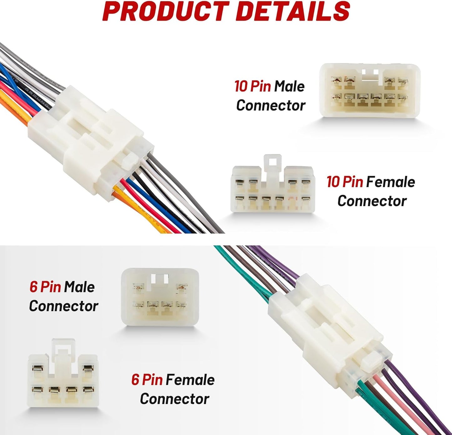 1992-2019 2010-2019 RED WOLF Stereo Harness for Toyota, Subaru Aftermarket Radio Wire Harness Female + Male Plug