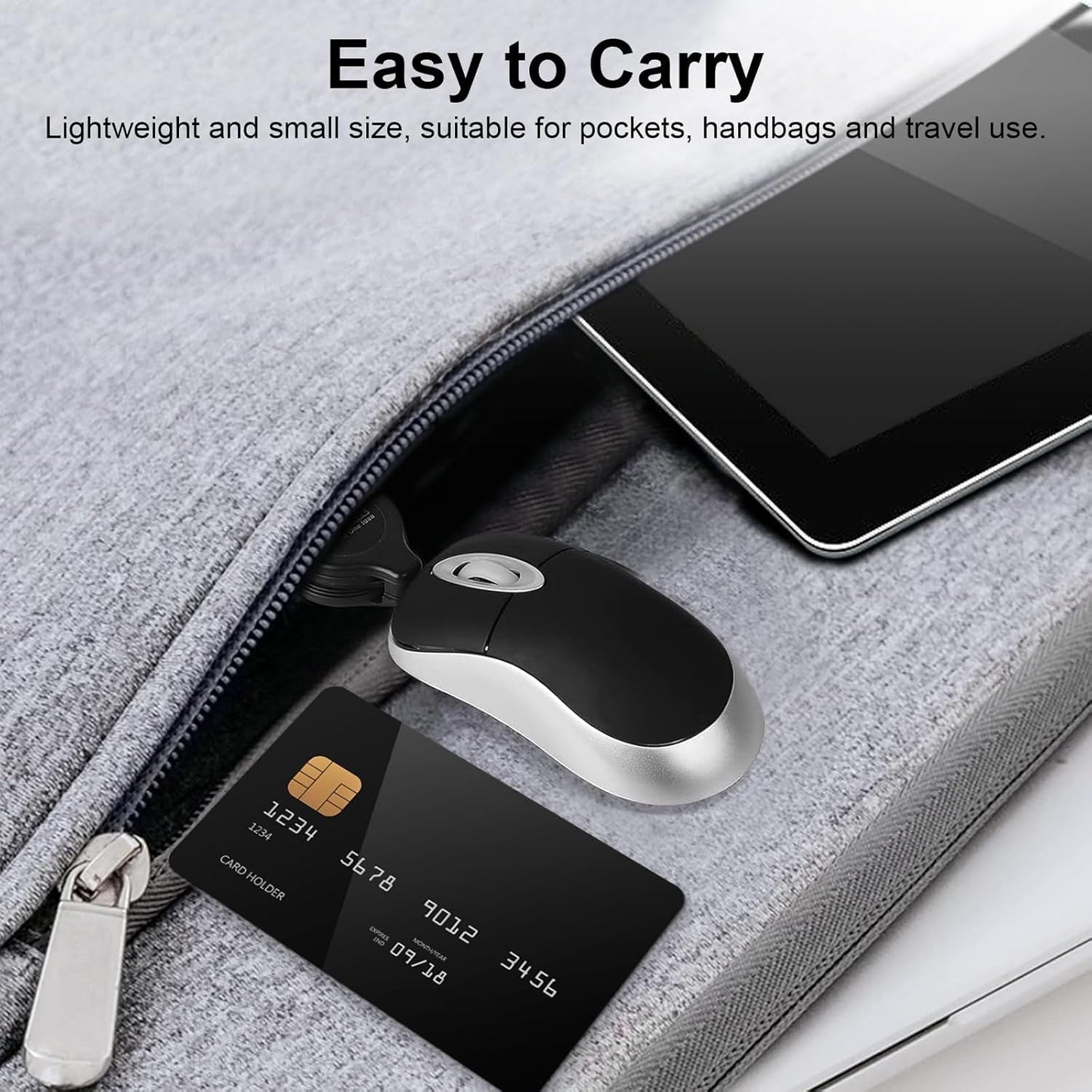 EEEKit 3-Button Mini Wired USB C Mouse, Retractable Corded Mouse Optical Computer Mice for Laptop PC MacBook iPad