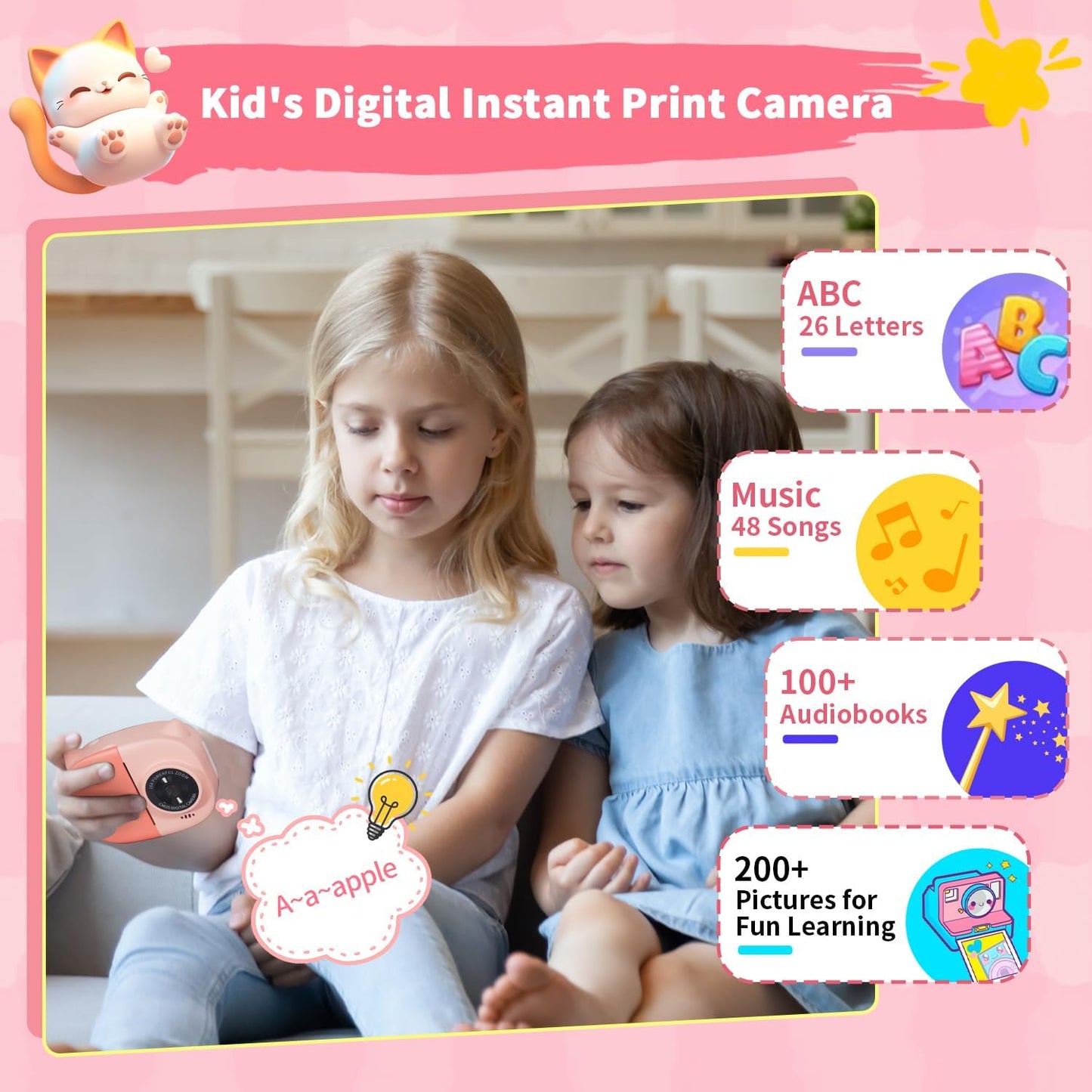 Rongta 1080P 3-12, 3 4 5 6 7 8 9 10 Kids Camera Instant Print, Kids Instant Cameras that Print Photos, Christmas
