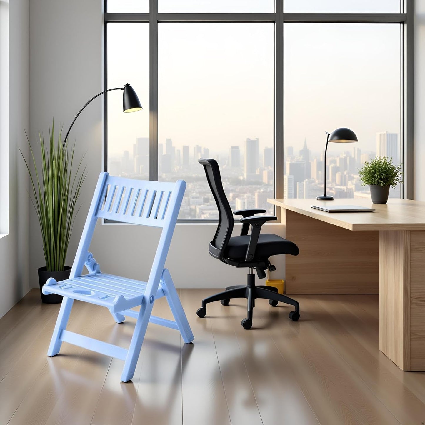 BWESOO Sky Blue Foldable Phone Stand for Desk Chair Cellphone Holder Portable Cellphone Desktop Dock Universal Desktop