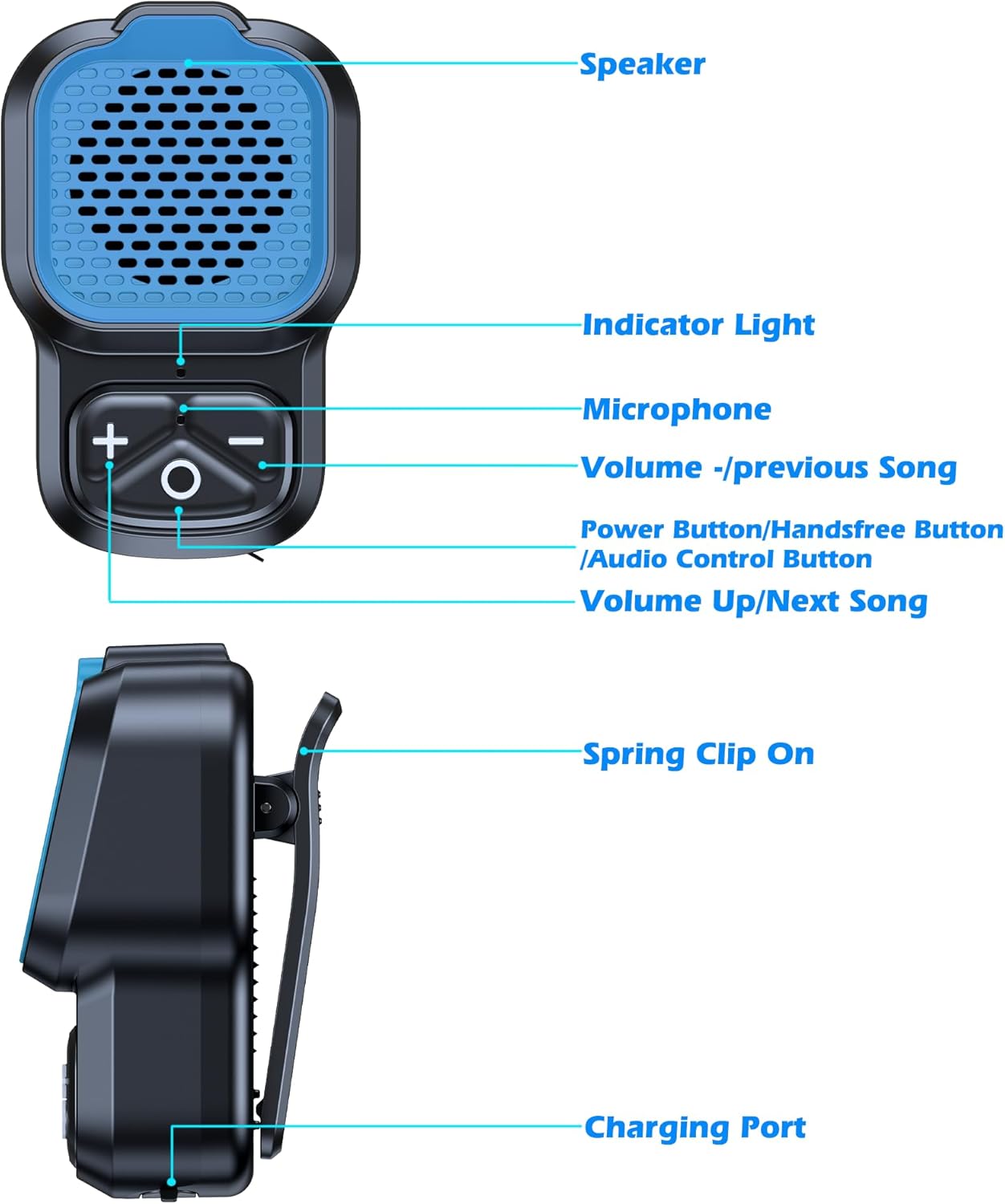 KAIY IPX6 10 Wearable Bluetooth Speaker with Mic, Portable Clip On Speakers Small Outdoor Wireless Speaker