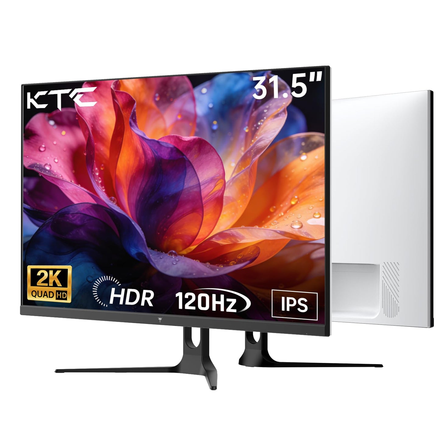 KTC 32 Inch 2K Computer Monitor, QHD (2560 x 1440) 120Hz Monitor with IPS Panel, Adaptive Sync, HDR10, HDMI/DP, Tilt Adjustable, VESA Compatible, Eye Care PC Monitor for Office Gaming, White