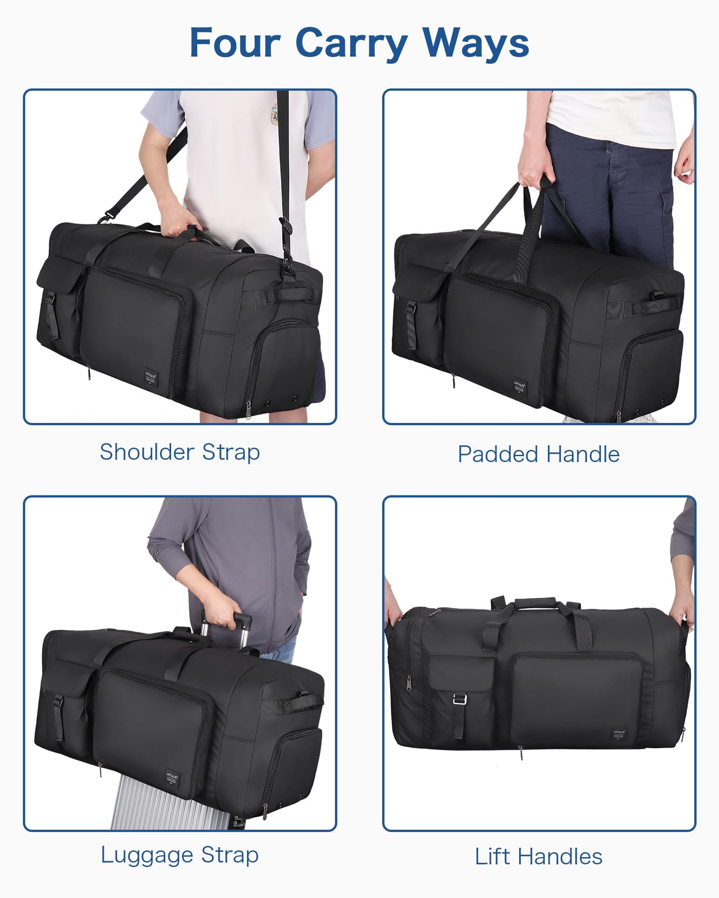 120L Travel Duffle Bag for Men and Women, Urtala 34” Large Duffle Bag for Traveling with Shoes Compartment, Foldable Travel Duffel Bags, Waterproof and Tear Resistant