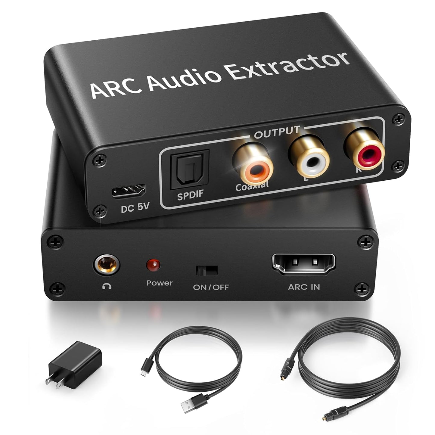 4K@60Hz, 192KHz 3.5mm HDMI ARC Audio Extractor HDMI ARC Audio Adapter Converter Splitter to Optical TOSLINK SPDIF + RCA