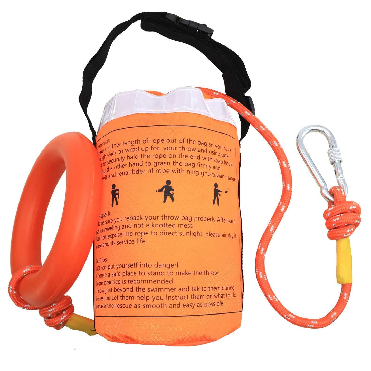 kobadi Water Rescue Throw Bag with 50/70/98 Ft of Rope in 8MM Tensile Strength Rated to 1102lbs, Safety Equipment Throwable Device Emergency Rescue for Kayaking, Boating, High Visibility (50FT)