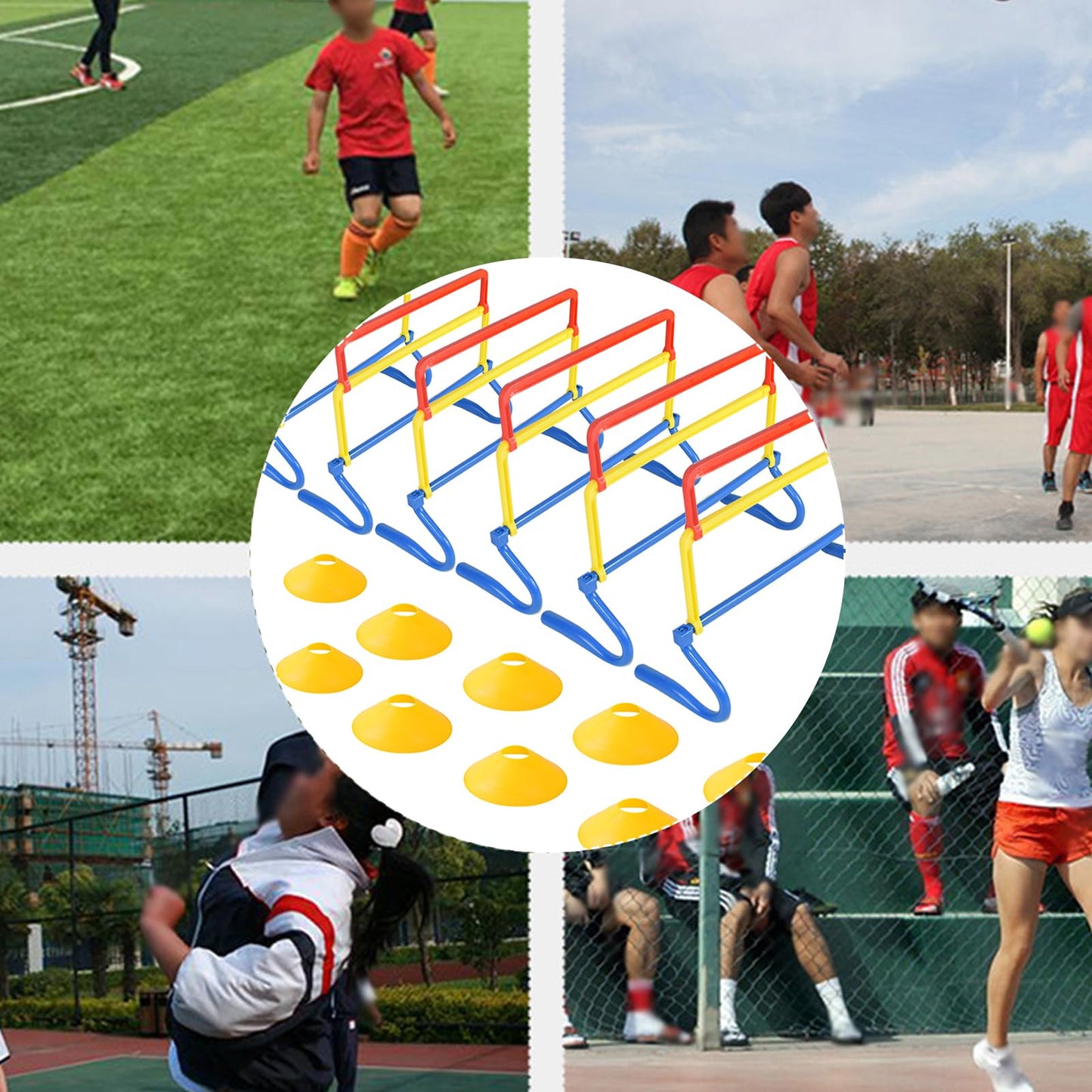 ASENVER 6 Pack Multicolor Agility Hurdles 4 Height Adjustable Speed Training Hurdles Fitness & Speed Training Equipment