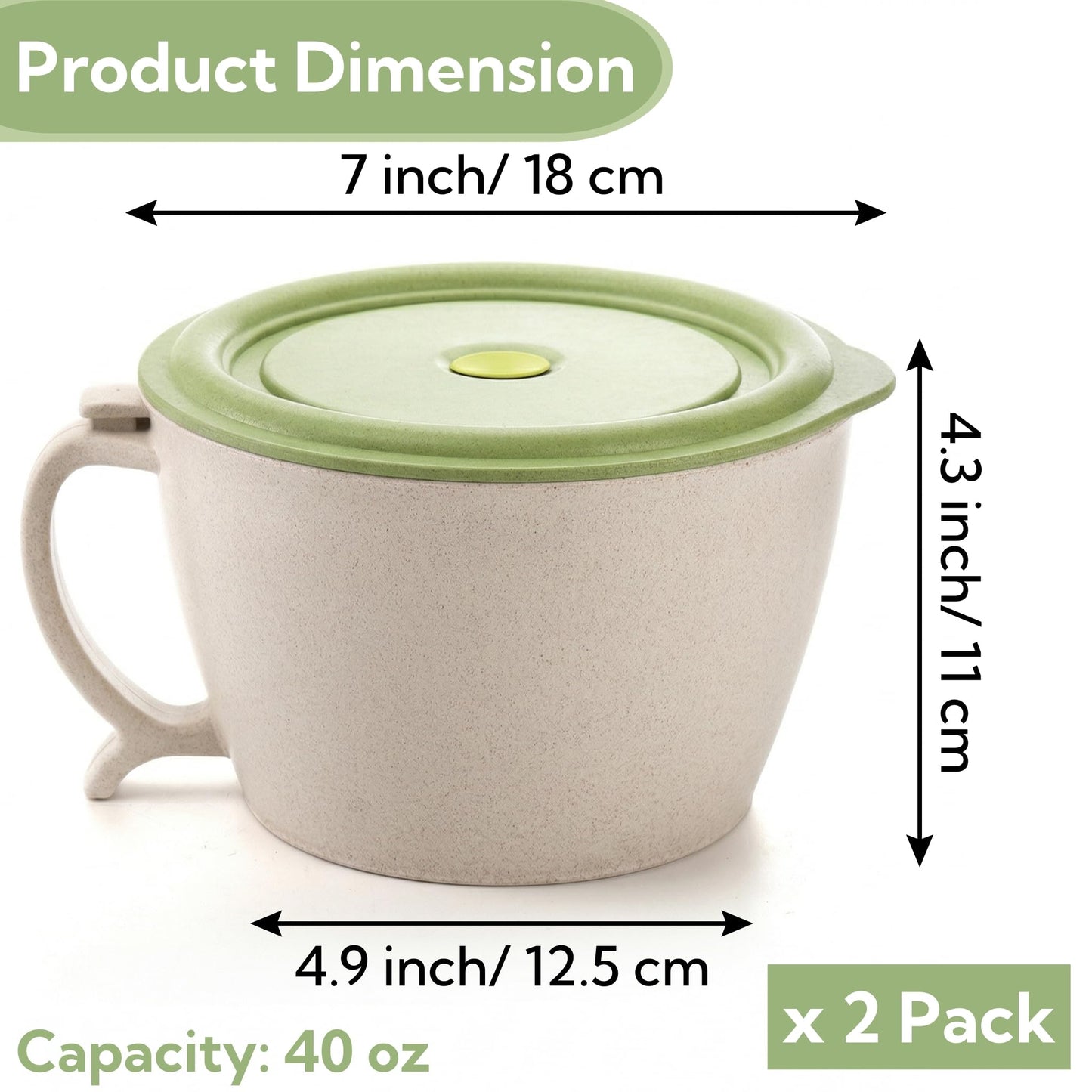 SOUJOY 2 Pack Noodle Bowl With Lid, 40 OZ Large Microwave Wheat Straw Soup Bowl with Phone Holder, Instant Noodle Bowl for Soup, Noodles, Ramen