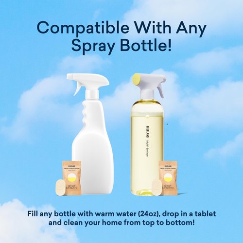BLUELAND Multi-surface Cleaner, 4-Pack Refill, Fresh Lemon Scent, All-Purpose, Eco-Friendly Cleaning Supplies, 4 x 24 Fl oz