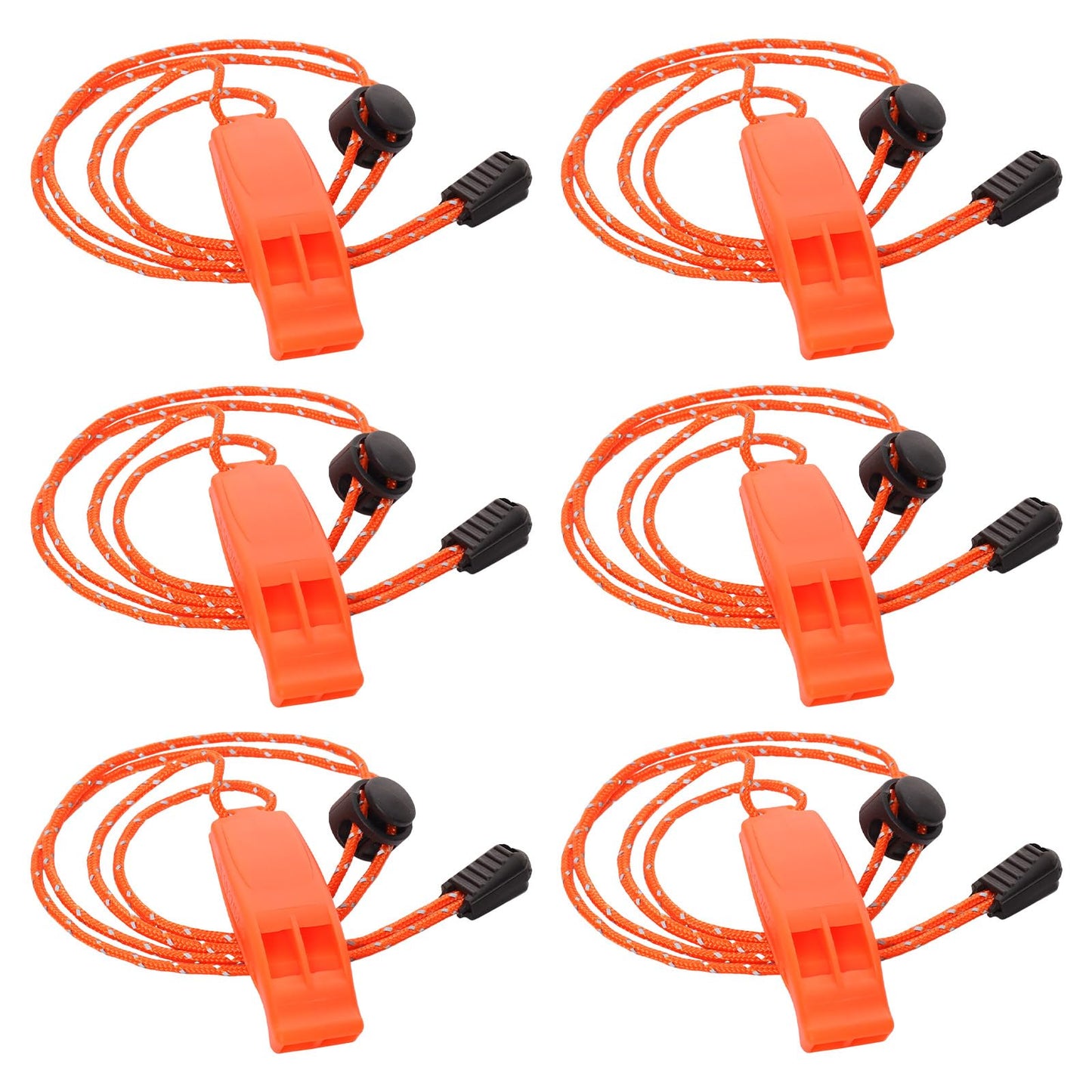 Hftjtsa 6PCS Safety Survival Whistles with Adjustable Reflective Lanyard Super Loud Emergency Safety Survival Whistle for Climbing Hiking Swimming Camping