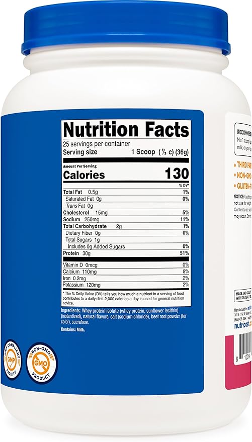 Nutricost Whey Protein Isolate (Strawberry Acai, 2 Pounds)