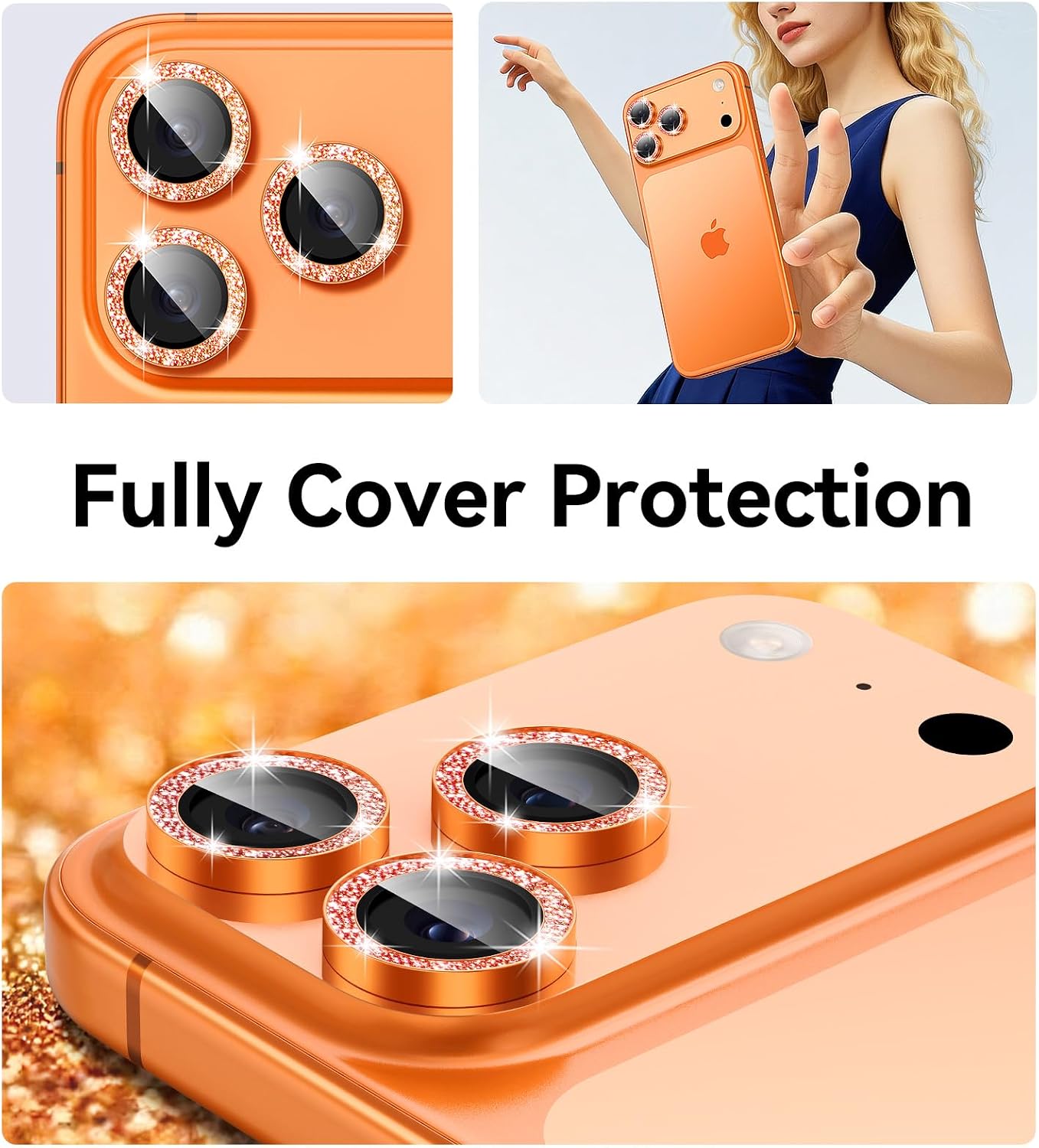17 17 17pro 9H Matekxy for iPhone Pro / iPhone Pro Max Camera Lens Protector Glitter - for promax Cute Girly Metal