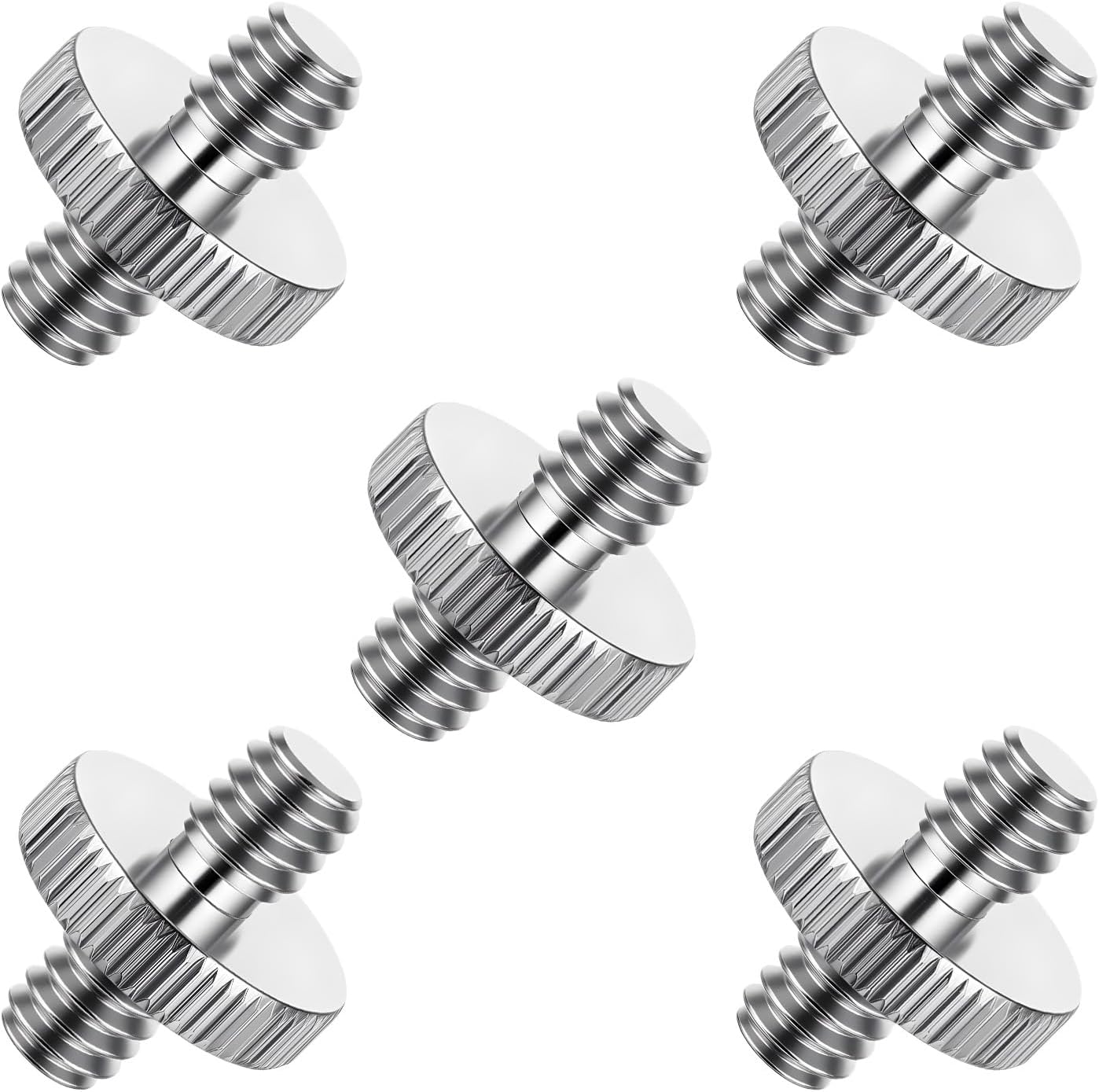 Alrhso 1/4" 1/4" 5 Pack Male to Male Camera Threaded Tripod Screw Adapter Double Head Stud Standard Tripod Adapter