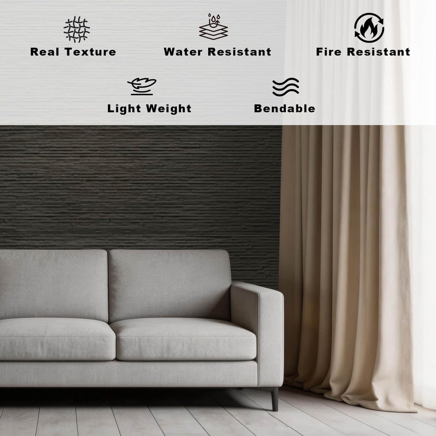3D Wall Panels - 4PCS 47.2"x23.6" Faux Stone Peel and Stick Wall Covering - MCM Modified Clay Material for Home Art, Accent Brick, Modern Exterior/Interior Decoration, Covering 31 sq.ft