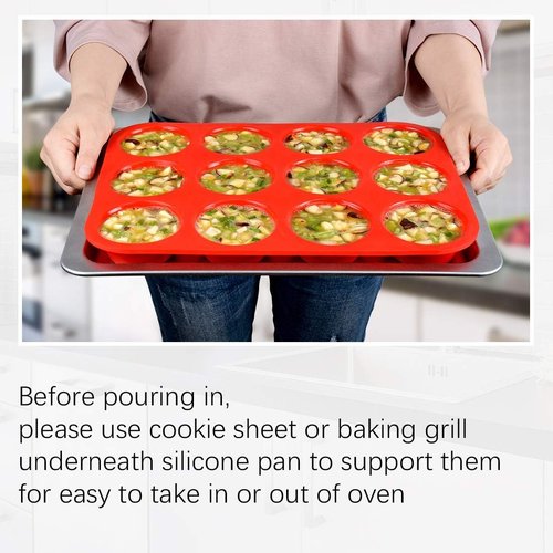 CAKETIME Silicone Muffin Pans - 12-Cup Nonstick Baking Mold for Perfect Cupcakes & Muffins