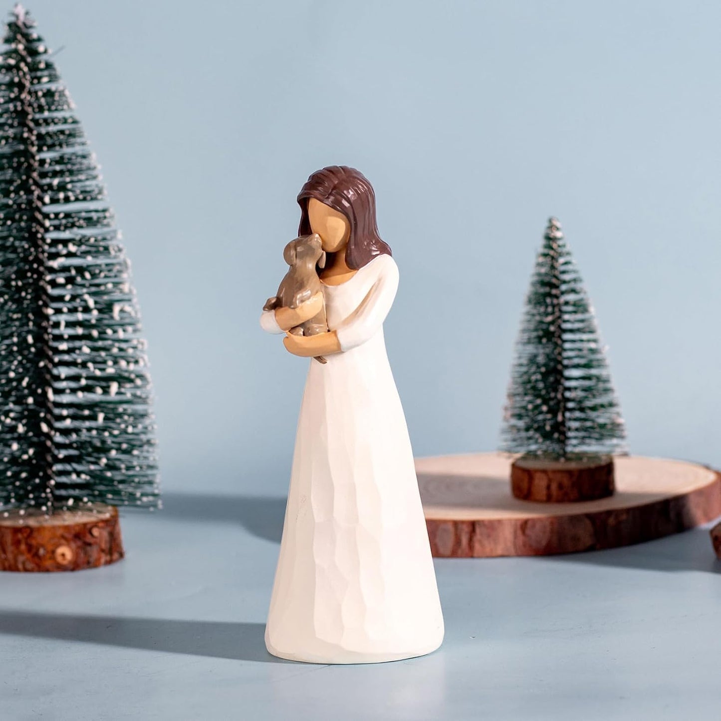 Skiennix Dog Memorial Gifts - Hand-Painted Resin Figurine | Girl Hugging Dog Statue with Gift Box
