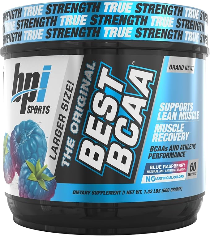 BPI Sports Best BCAA - BCAA Powder - Branched Chain Amino Acids - Muscle Recovery - Muscle Protein Synthesis - Improved Performance ??Hydration ??Blue Raspberry - 60 Servings - 21.12 Oz