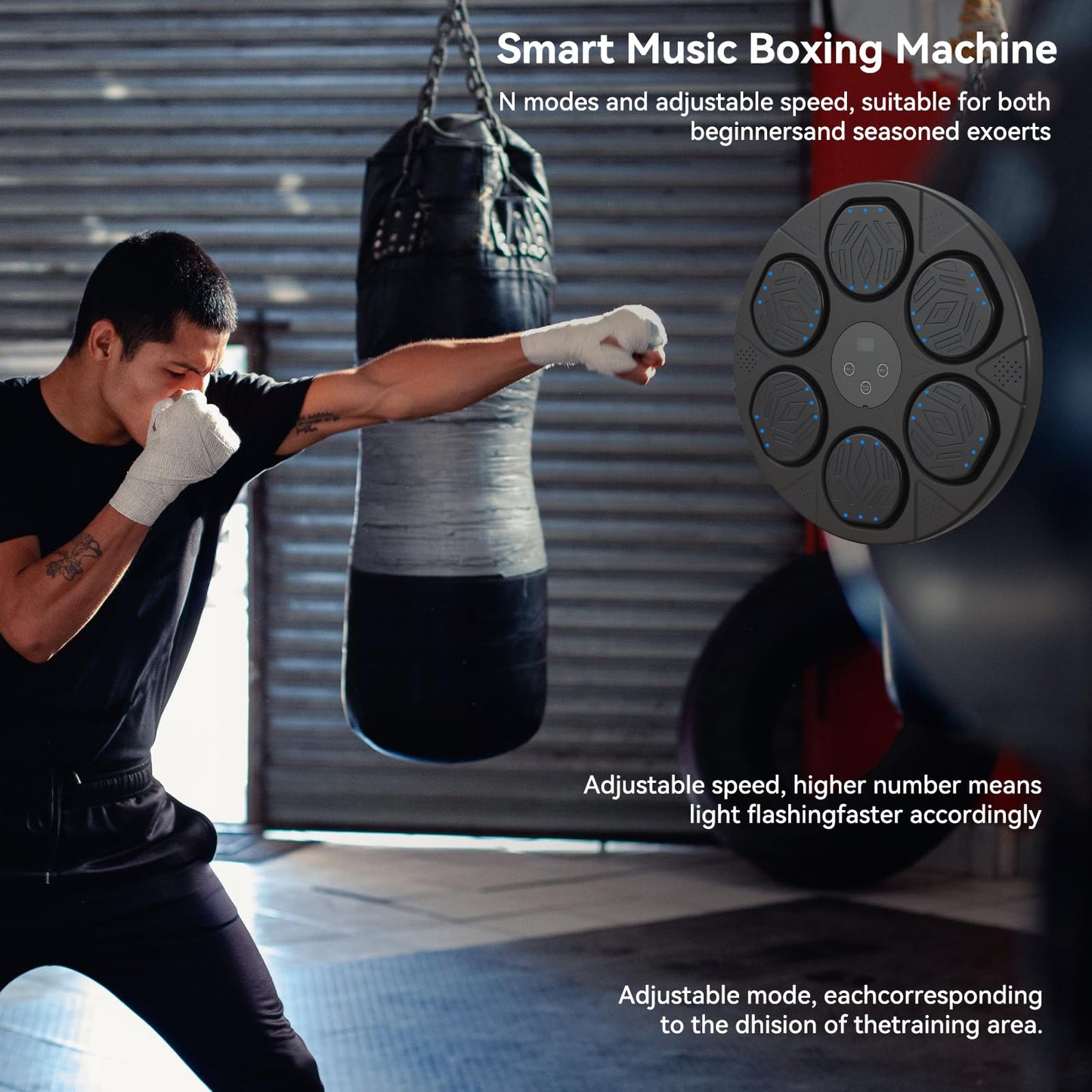 FIRINER 2025 Music Boxing Machine for Adults and Kids, Wall-Mounted Bluetooth Smart Punching Machine with Gloves, Bandages, and Head-Mounted Punching Ball, Fitness Equipment for Home, Office, or Gym