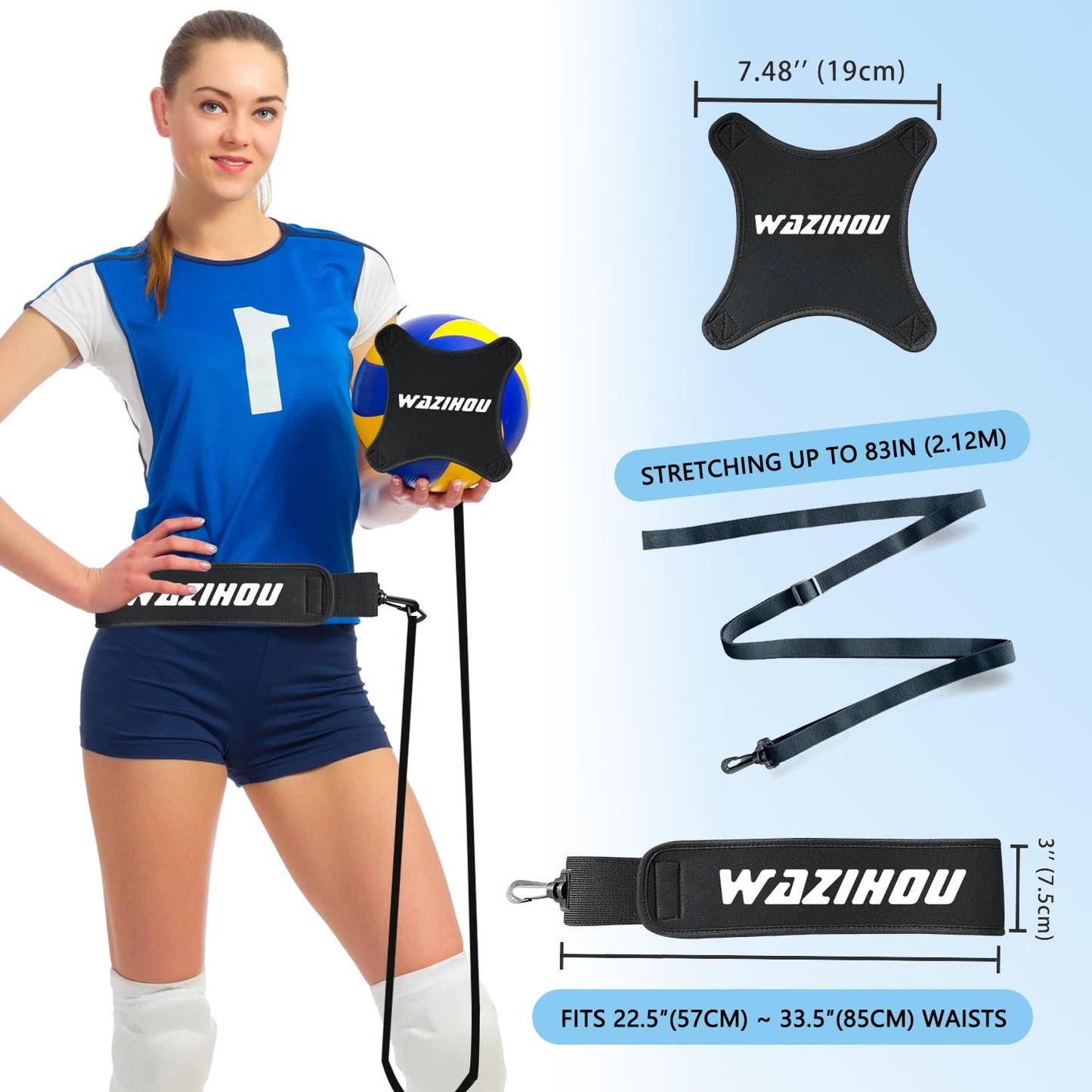 Upgraded Volleyball Training Equipment Aid, Premium Solo Practice Trainer for Serving, Setting, Spiking & Arm Swing, Perfect volleyaball Trainer kit for Beginners & Pro, Perfect Volleyball Gift.