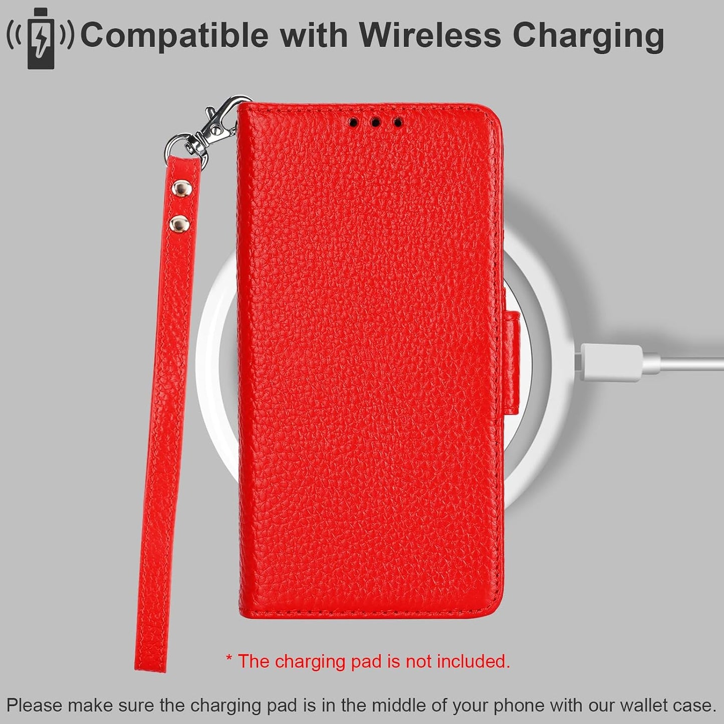 Bocasal 15 5G, 6.1 Inch Wallet Case for iPhone Genuine Leather Support Wireless Charging RFID Blocking Flip Case Card