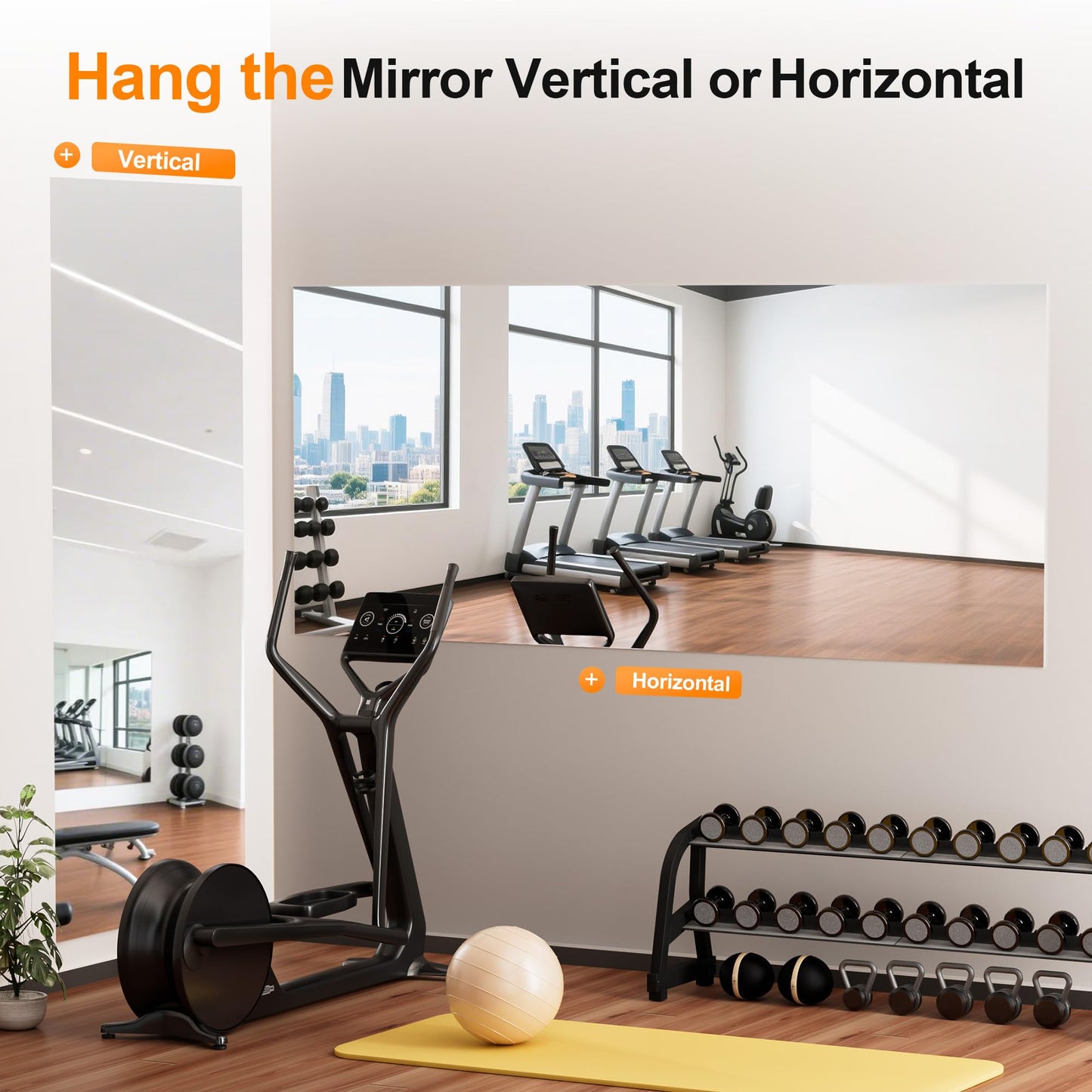Hasipu Home Gym Workout Mirror 83" L x 39" W-1pcs Large Full Length Mounted Full Body Frameless Mirror for Workout, Yoga, Garage, Bedroom, Dance