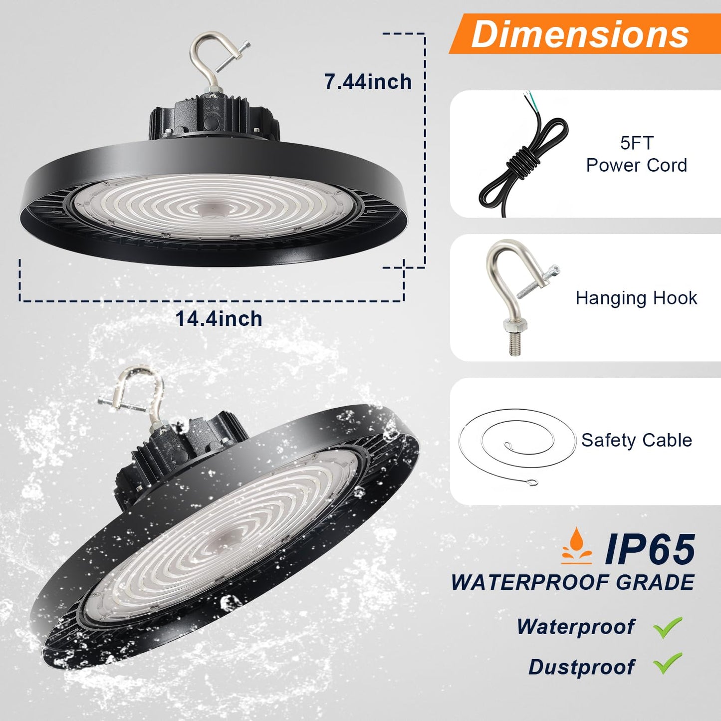 480V UFO LED High Bay Light 240W 200W 180W Adjustable, 0-10V Dimmable 5000K High Bay LED Shop Lights (1000W MH/HPS Equivalent), IP65 Commercial Bay Lighting for Warehouse Factory, AC 277-480V