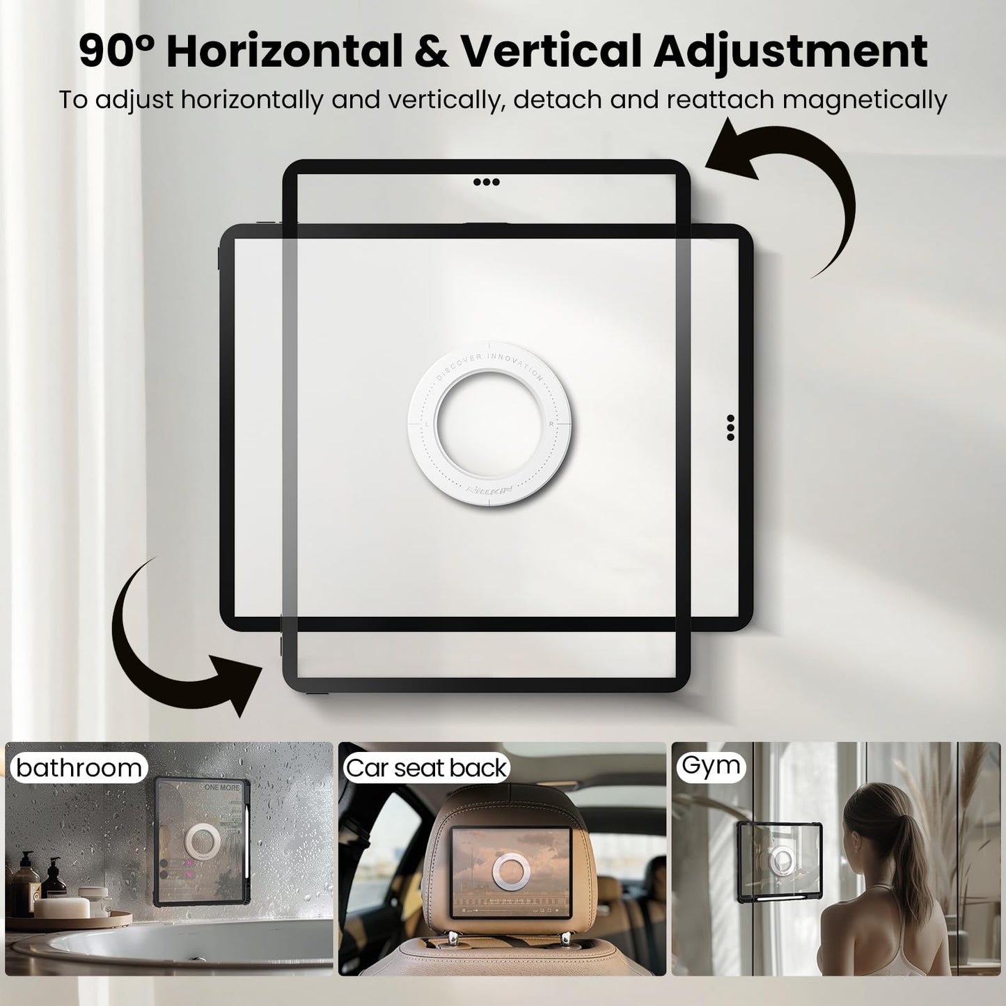 Nillkin for iPad Wall Mount, Magnetic Shower iPad Holder Waterproof, Magnetic Tablet Holder for Car, Magnetic iPad Mount for Kitchen, iPad Fridge Mount, Bathroom, Gym, Office, Set Version, White ﻿