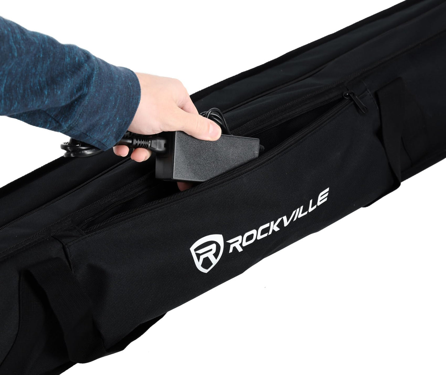 Rockville 4X Rock Saber White Wireless DMX DJ Tube Lights, 5ft, 23H Rechargeable Battery, 192 RGBWA LEDs, IP65 Indoor/Outdoor, App Control+Remote, Padded Bag, Floor Stand/Truss Mount