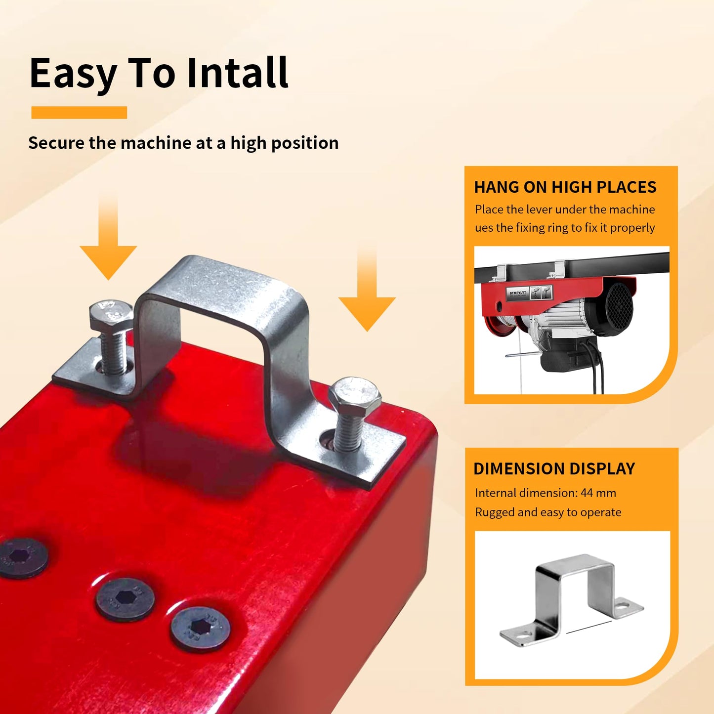 BTMPYLYT 110V Electric Hoist Winch 880 LBS Double Hook Lifting Capacity, 14.7ft Wired Remote, 39ft Lifting Height, 6.6ft Power Cord for Industrial, Workshop, Garage