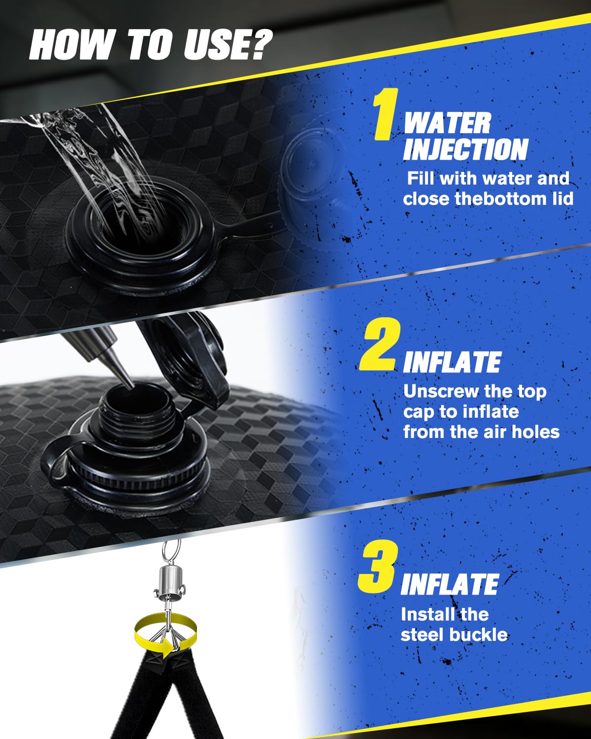 SAEEPABUL Water Punching Bag 4FT Heavy Bag for Boxing - Adjustable Weight (60 to 120 lbs) with Anti-Leak Design, Heavy-Duty Aqua Training Bag for Adults