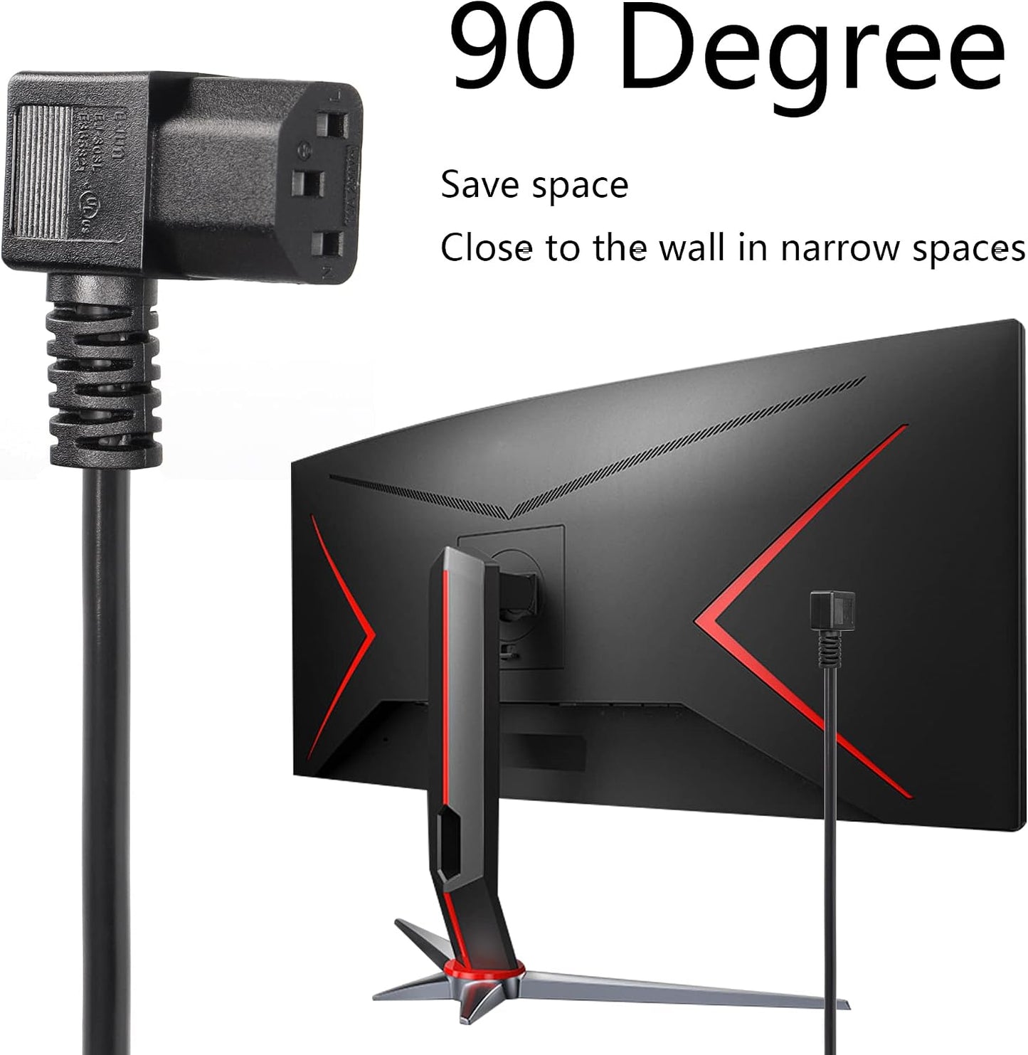 CERRXIAN 4.92FT 18AWG 3 5-15P 90 320 C13 10A/125V, Right Angle Prong Computer Power Cord, NEMA to Degree IEC Monitor TV