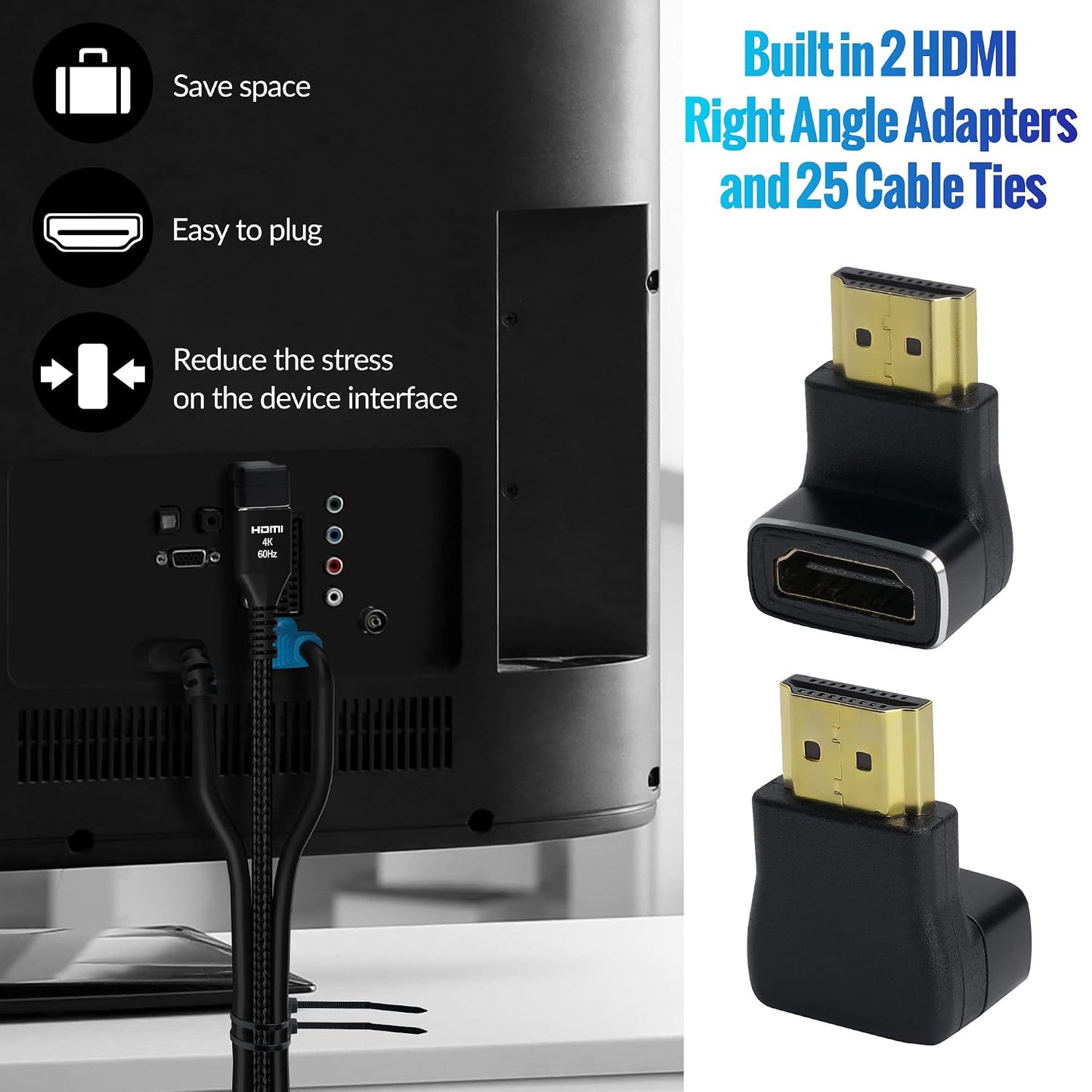 4K 8 (3 Pack), 2.0 4K 60Hz, 2K ,1080P, 2.2, PS5, HDMI Cable Feet Ultra HD HDMI Cable, Nylon Braided & Gold-Plated