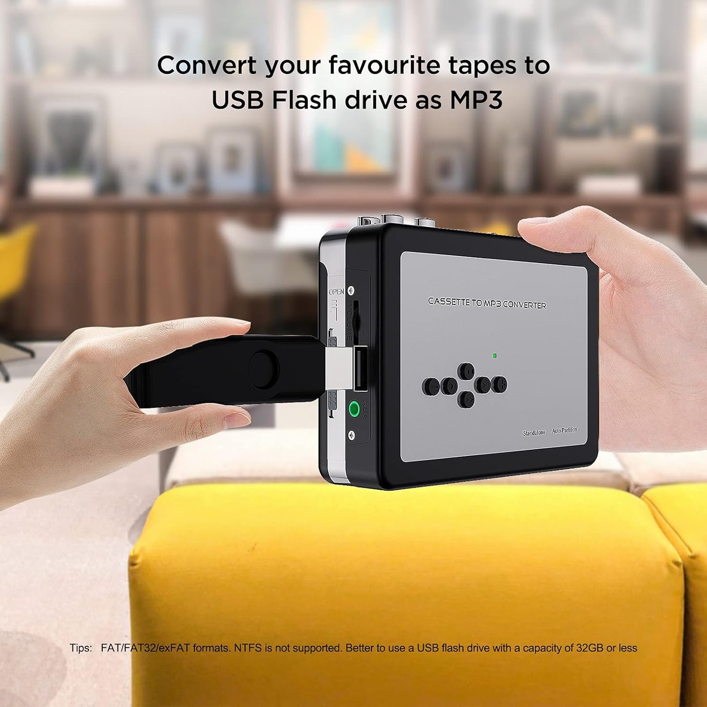 Cassette MP3 Cassette MP3 Ezcap to Converter, Digital Player Converts Tape to into USB Flash Drive, No PC Required No
